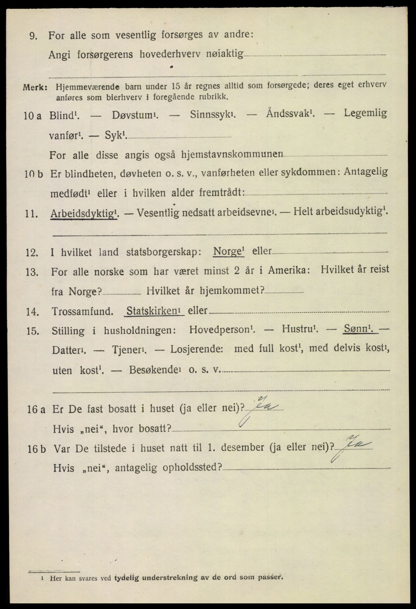 SAH, 1920 census for Vinger, 1920, p. 11607