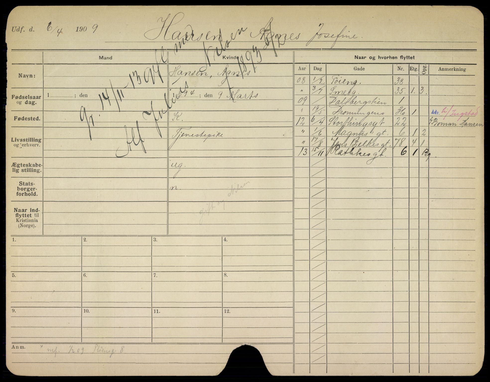 Oslo folkeregister, Registerkort, AV/SAO-A-11715/K/Kb/L0017: H - L, 1913