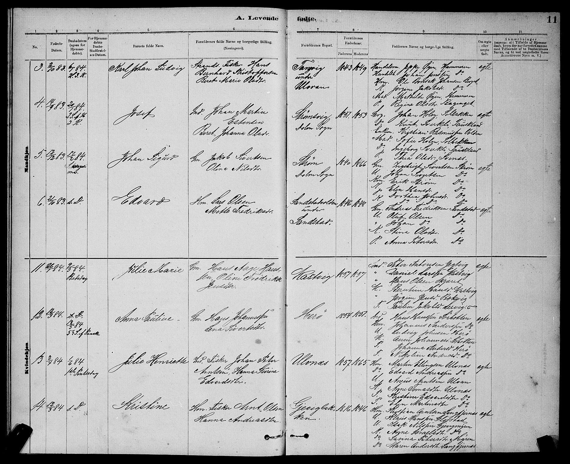 Ministerialprotokoller, klokkerbøker og fødselsregistre - Sør-Trøndelag, SAT/A-1456/637/L0562: Parish register (copy) no. 637C03, 1883-1898, p. 11