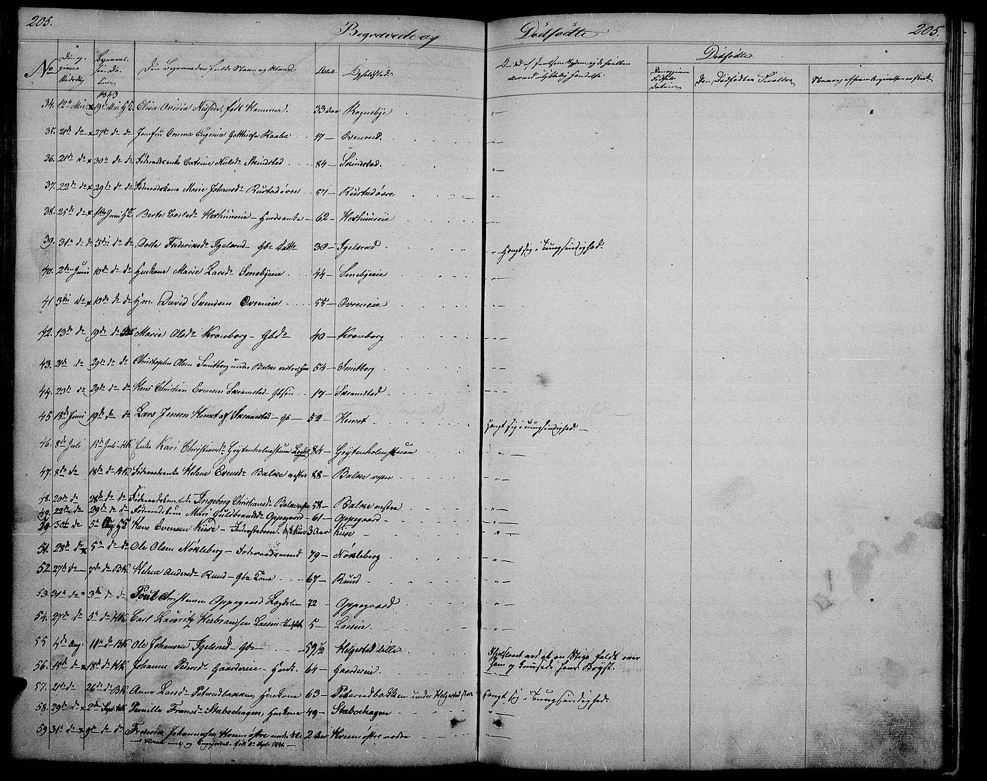 Østre Toten prestekontor, SAH/PREST-104/H/Ha/Hab/L0002: Parish register (copy) no. 2, 1840-1847, p. 205
