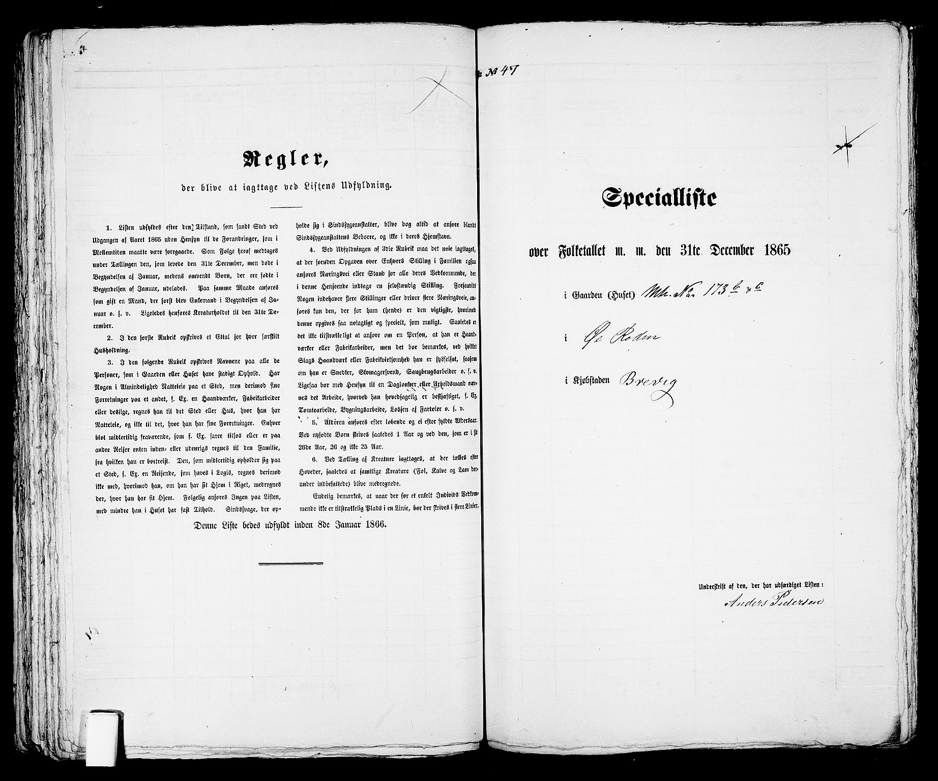 RA, 1865 census for Brevik, 1865, p. 102