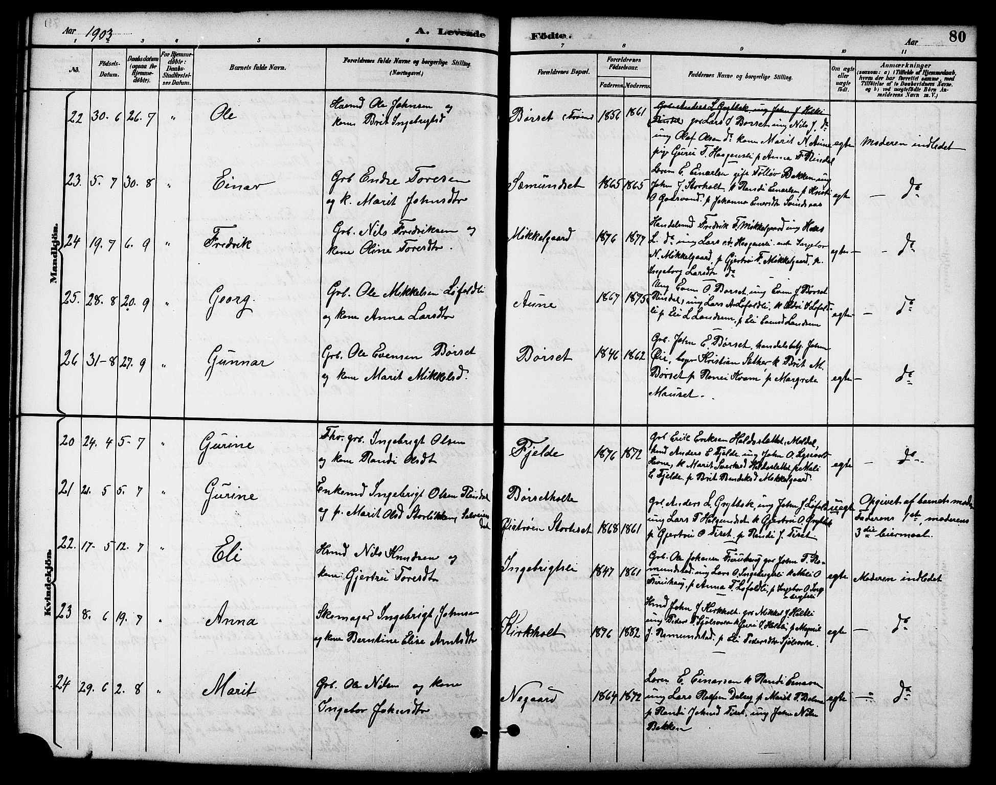 Ministerialprotokoller, klokkerbøker og fødselsregistre - Møre og Romsdal, AV/SAT-A-1454/598/L1078: Parish register (copy) no. 598C03, 1892-1909, p. 80