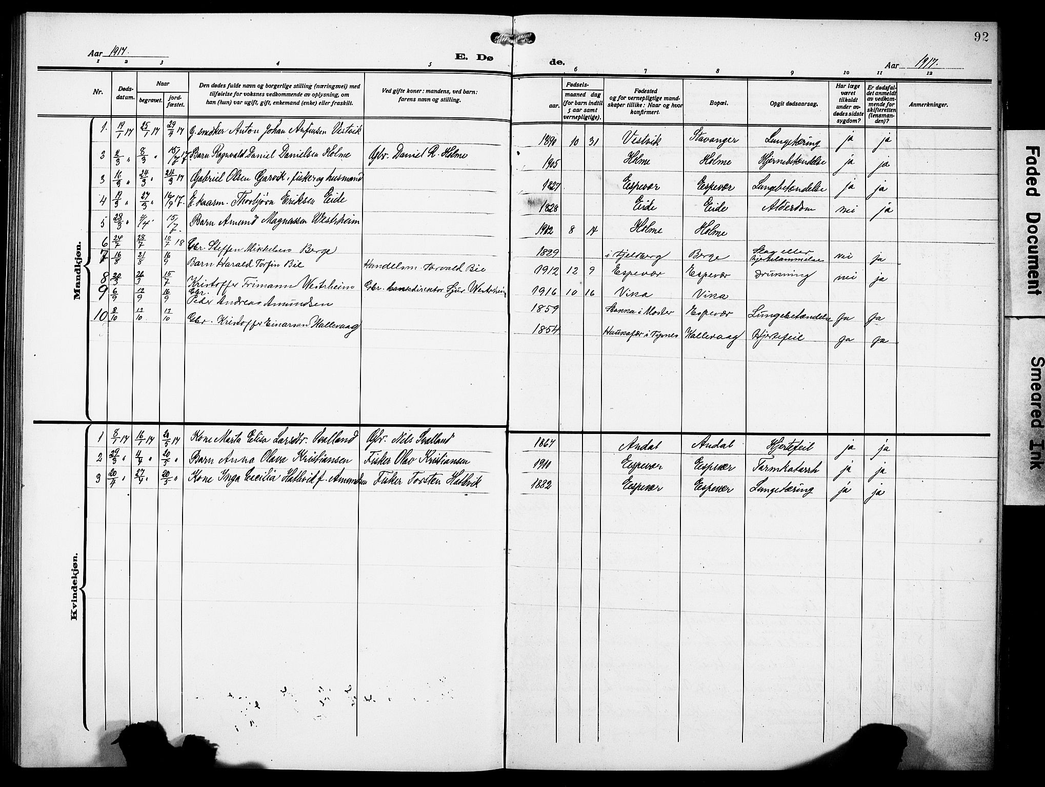 Finnås sokneprestembete, AV/SAB-A-99925/H/Ha/Hab/Habc/L0004: Parish register (copy) no. C 4, 1917-1931, p. 92