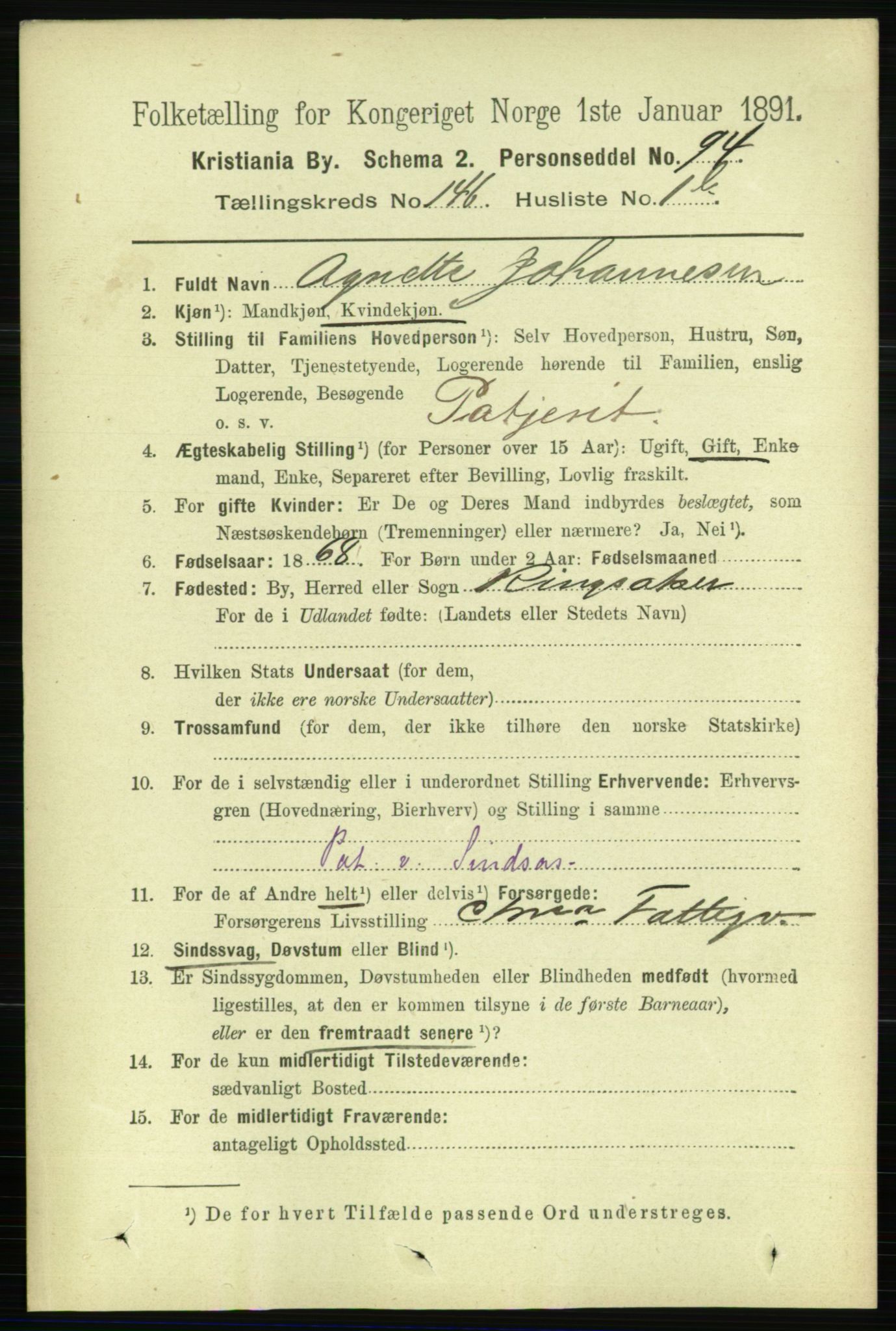 RA, 1891 census for 0301 Kristiania, 1891, p. 80638