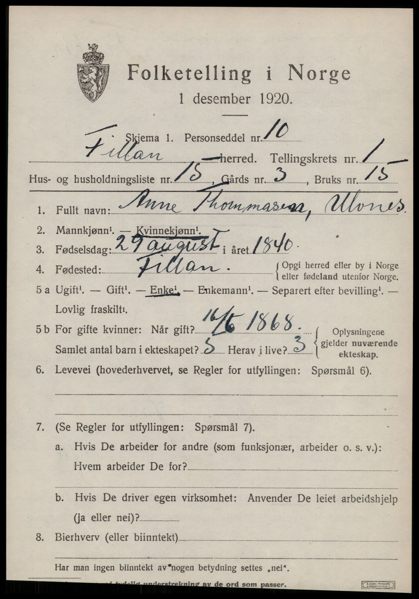 SAT, 1920 census for Fillan, 1920, p. 758