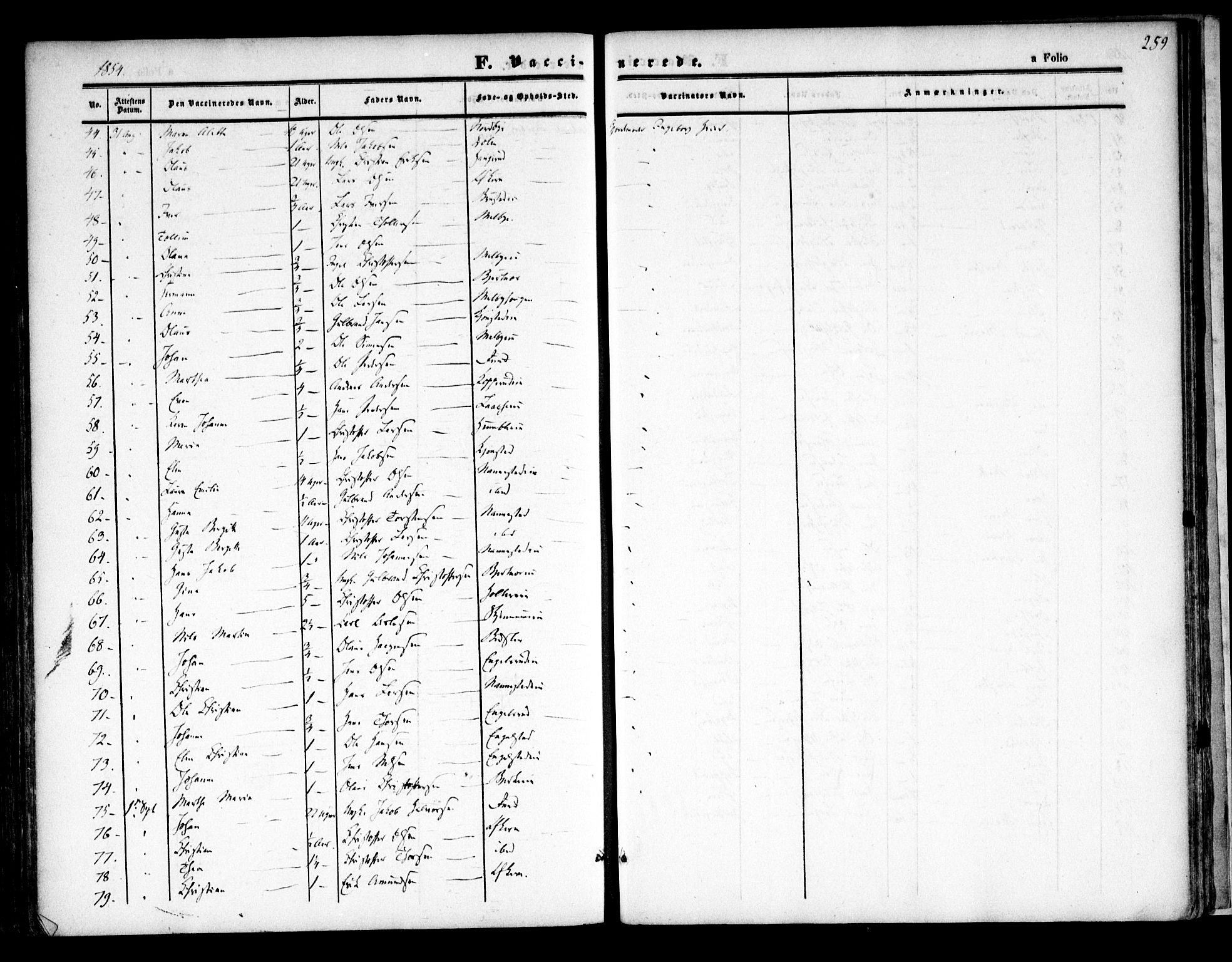 Nannestad prestekontor Kirkebøker, SAO/A-10414a/F/Fa/L0011: Parish register (official) no. I 11, 1850-1859, p. 259