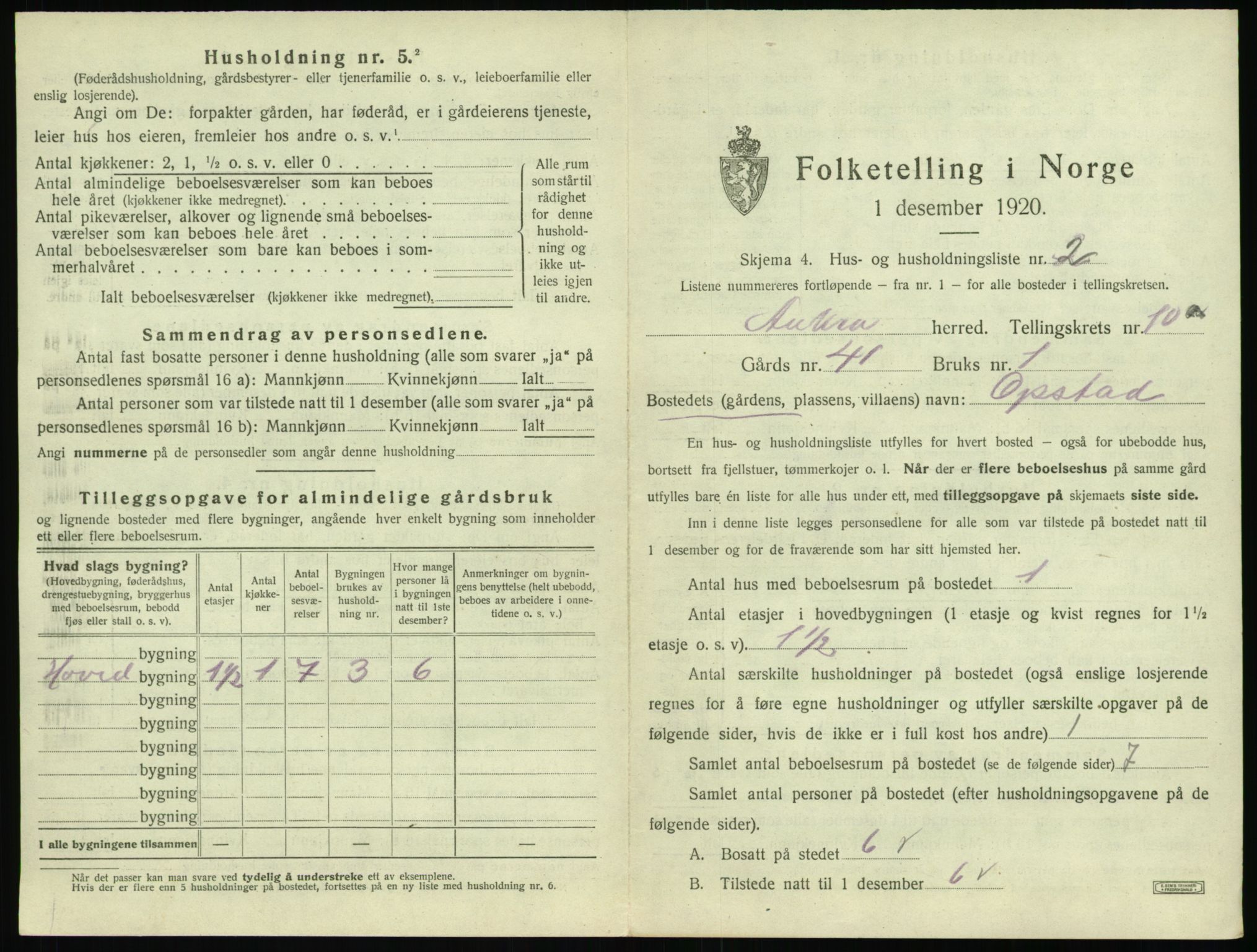 SAT, 1920 census for Aukra, 1920, p. 655