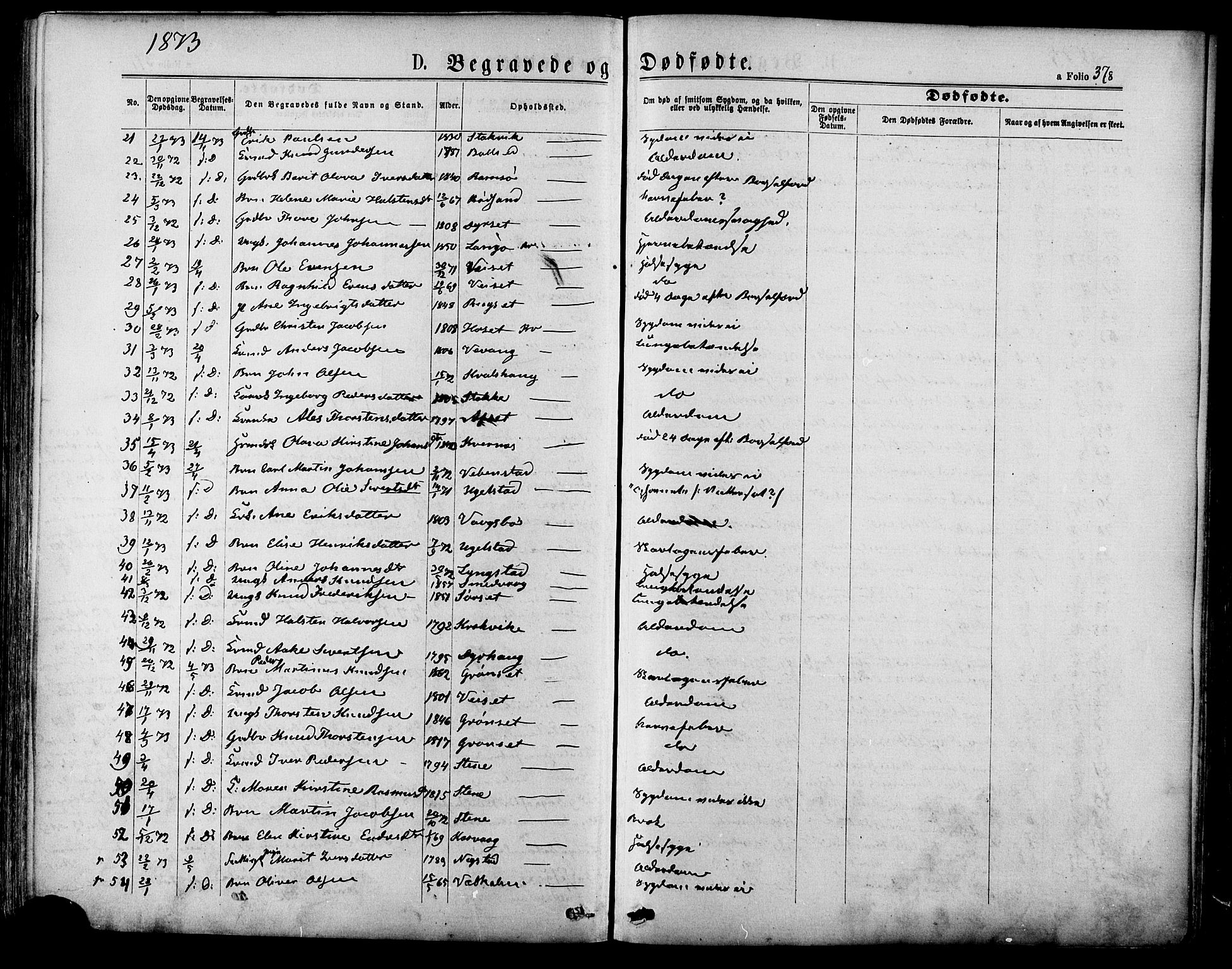 Ministerialprotokoller, klokkerbøker og fødselsregistre - Møre og Romsdal, AV/SAT-A-1454/568/L0805: Parish register (official) no. 568A12 /1, 1869-1884, p. 378