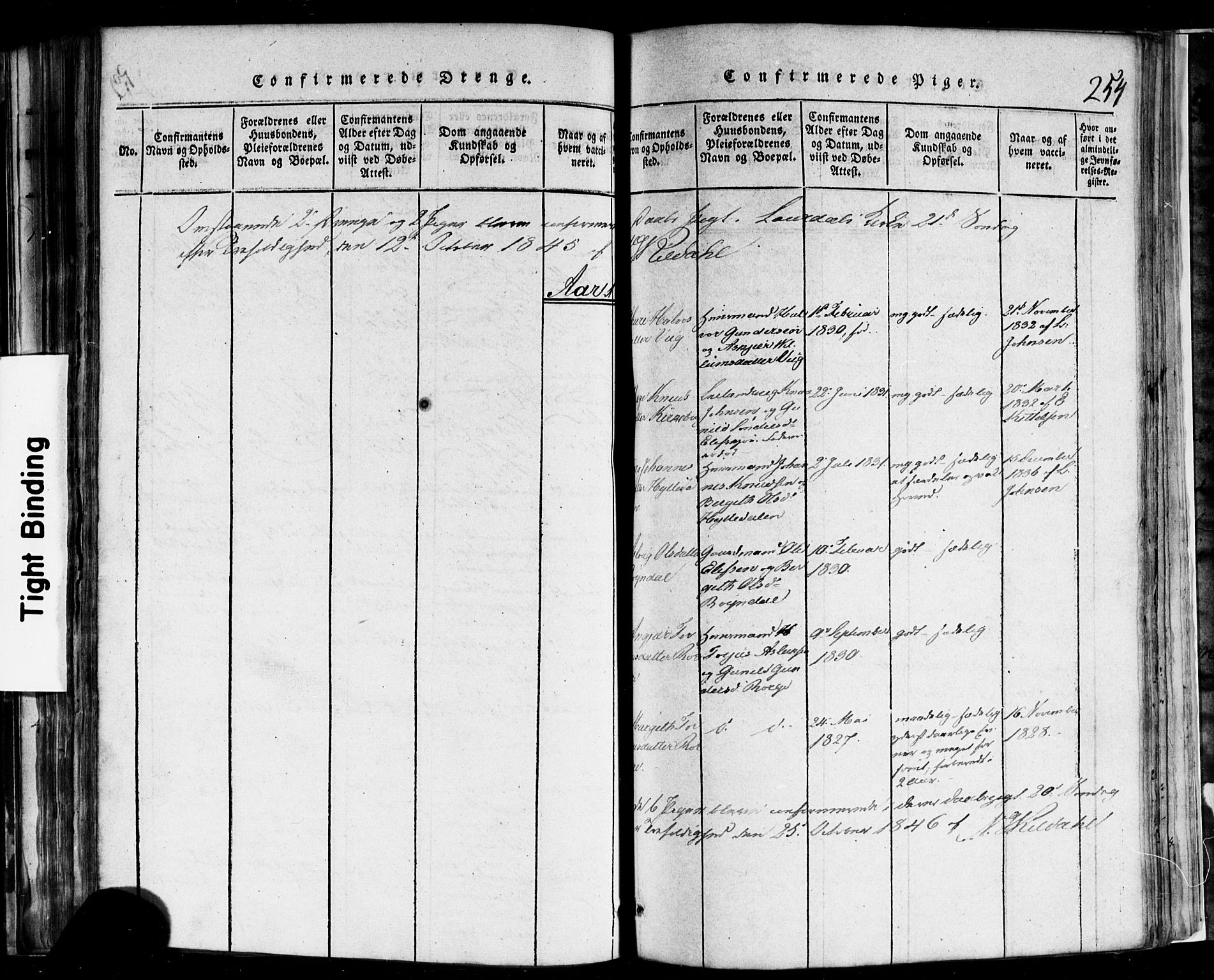 Rauland kirkebøker, SAKO/A-292/F/Fa/L0002: Parish register (official) no. 2, 1815-1860, p. 254