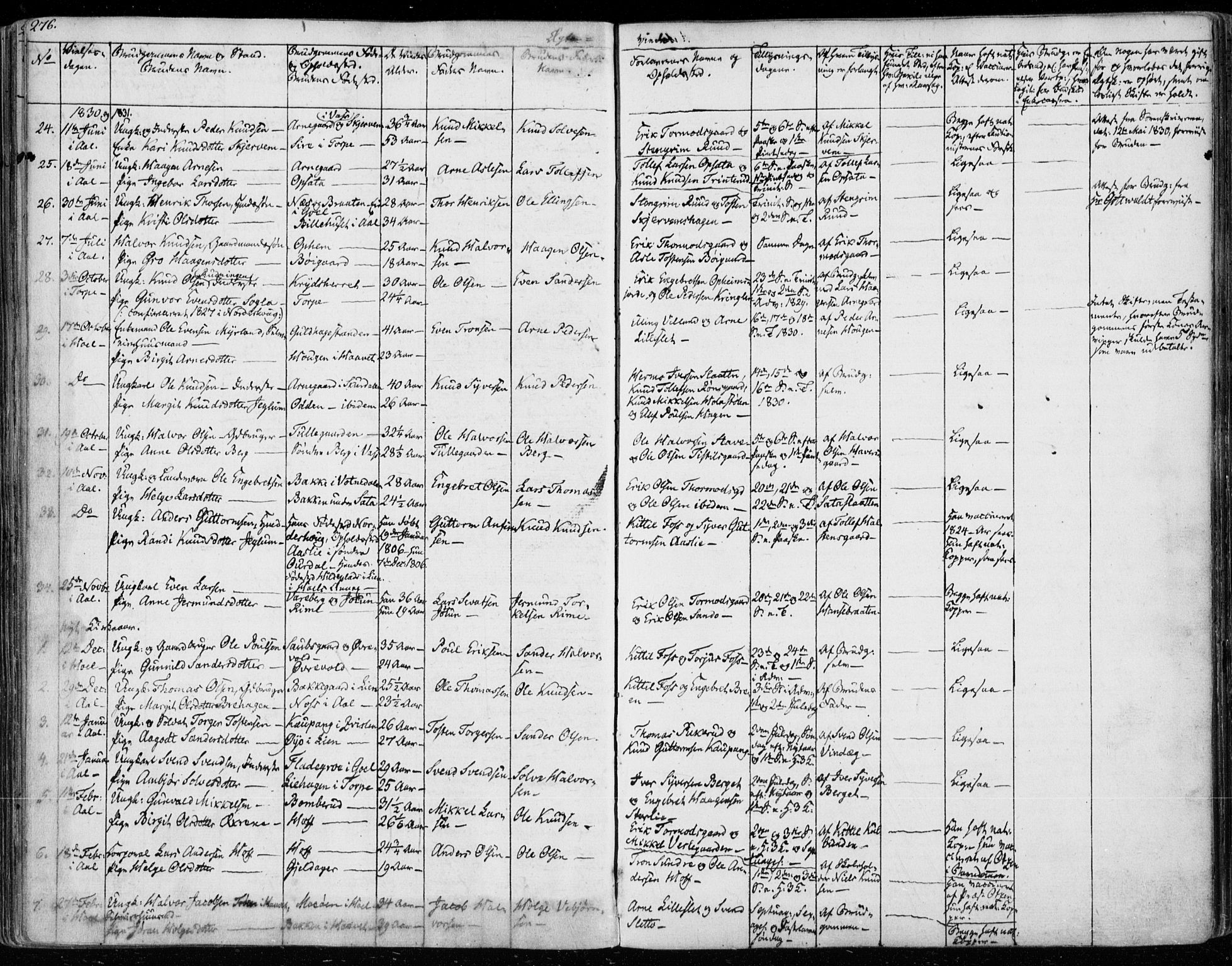 Ål kirkebøker, AV/SAKO-A-249/F/Fa/L0005: Parish register (official) no. I 5, 1825-1848, p. 276