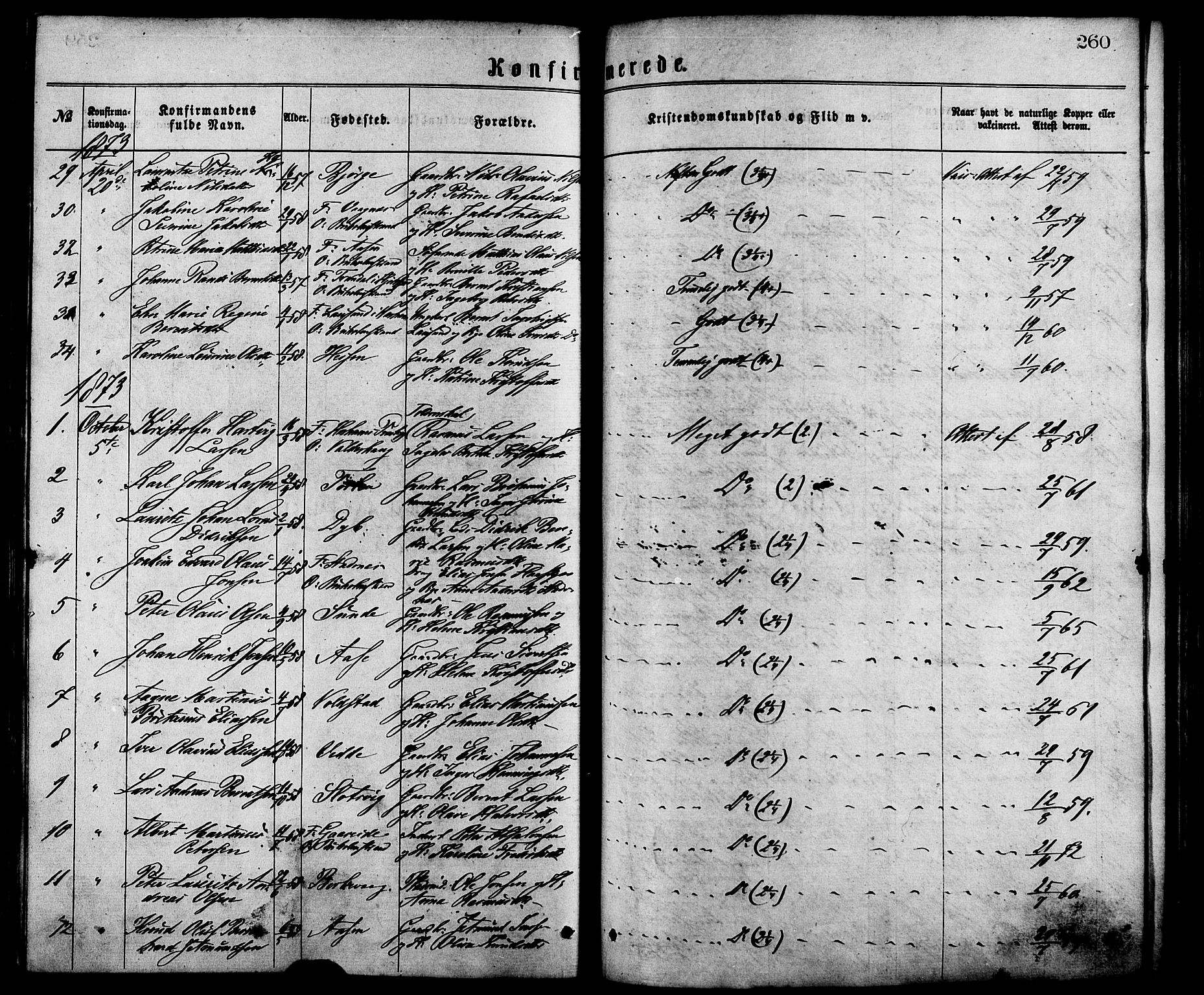 Ministerialprotokoller, klokkerbøker og fødselsregistre - Møre og Romsdal, AV/SAT-A-1454/528/L0400: Parish register (official) no. 528A11, 1871-1879, p. 260