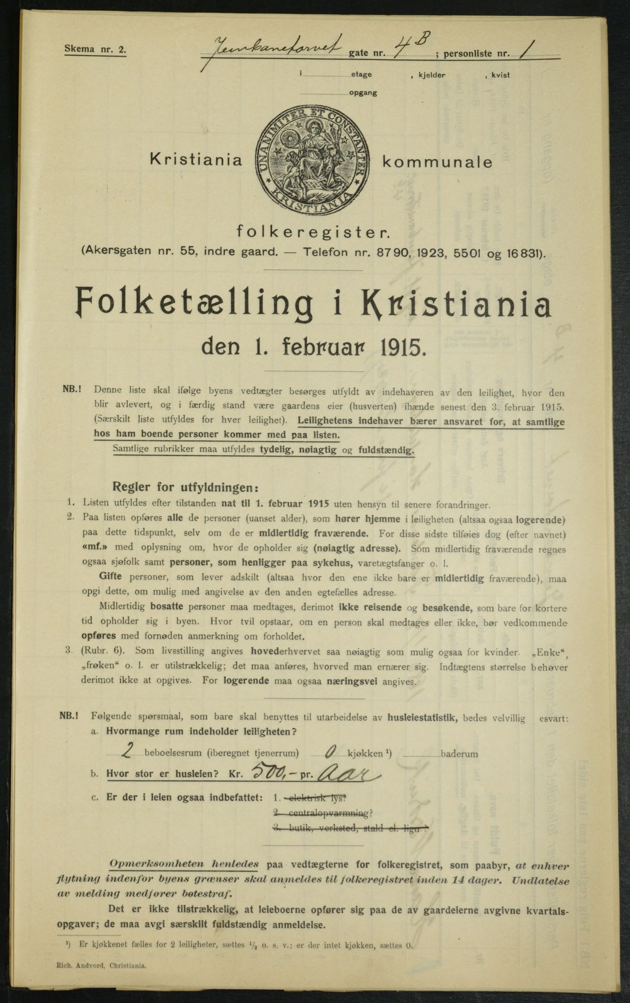 OBA, Municipal Census 1915 for Kristiania, 1915, p. 46479