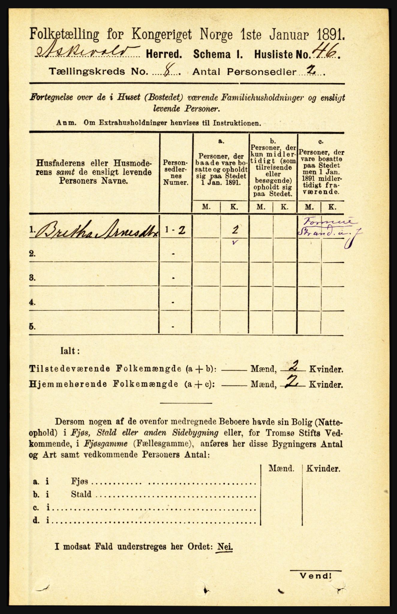 RA, 1891 census for 1428 Askvoll, 1891, p. 2132