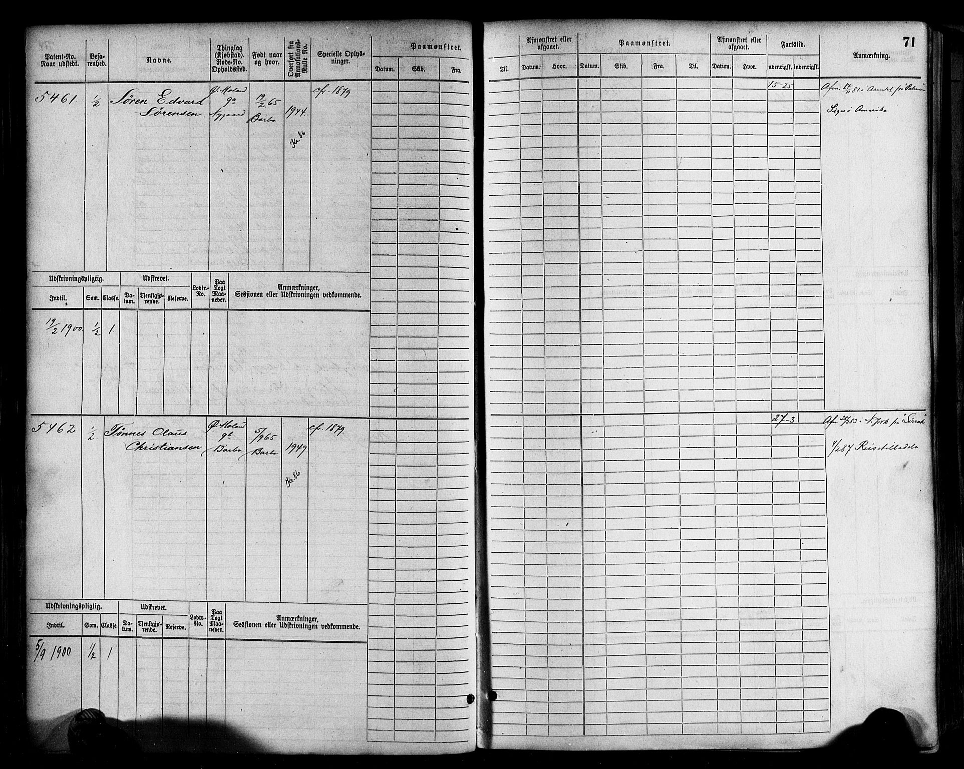Arendal mønstringskrets, AV/SAK-2031-0012/F/Fb/L0017: Hovedrulle A nr 5323-6076, S-15, 1884-1892, p. 72