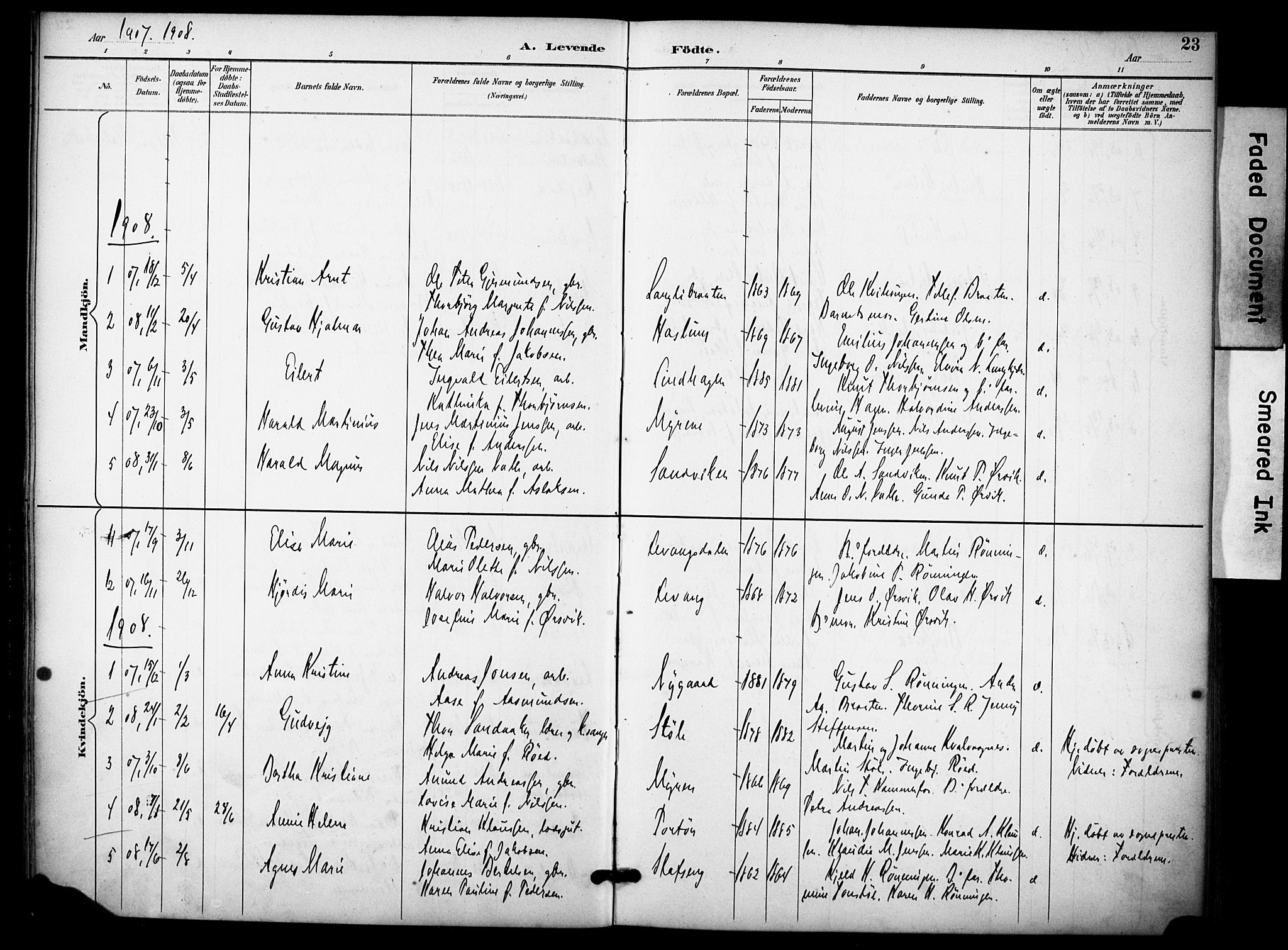 Skåtøy kirkebøker, SAKO/A-304/F/Fb/L0001: Parish register (official) no. II 1, 1892-1916, p. 23