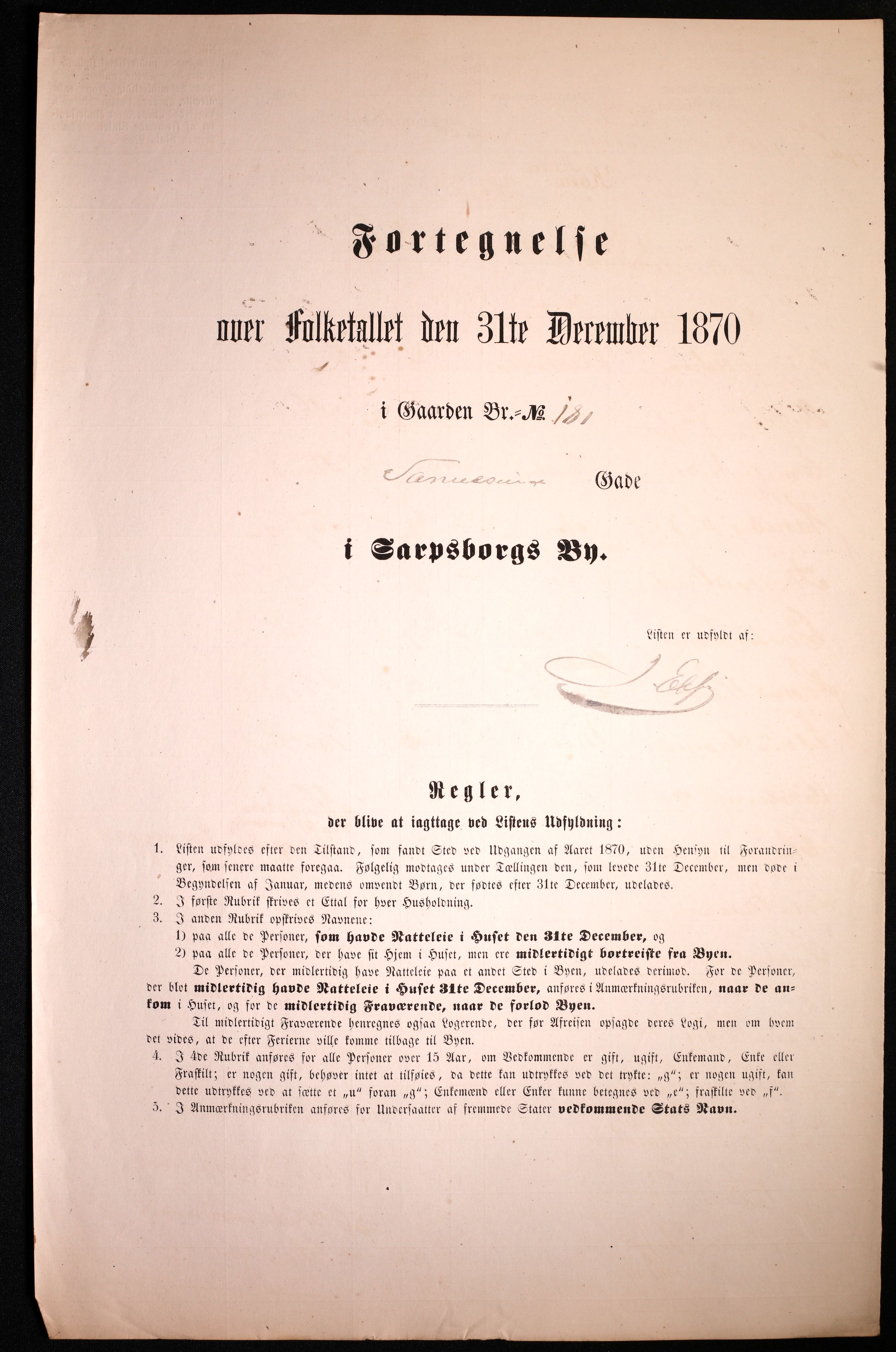 RA, 1870 census for 0102 Sarpsborg, 1870, p. 533