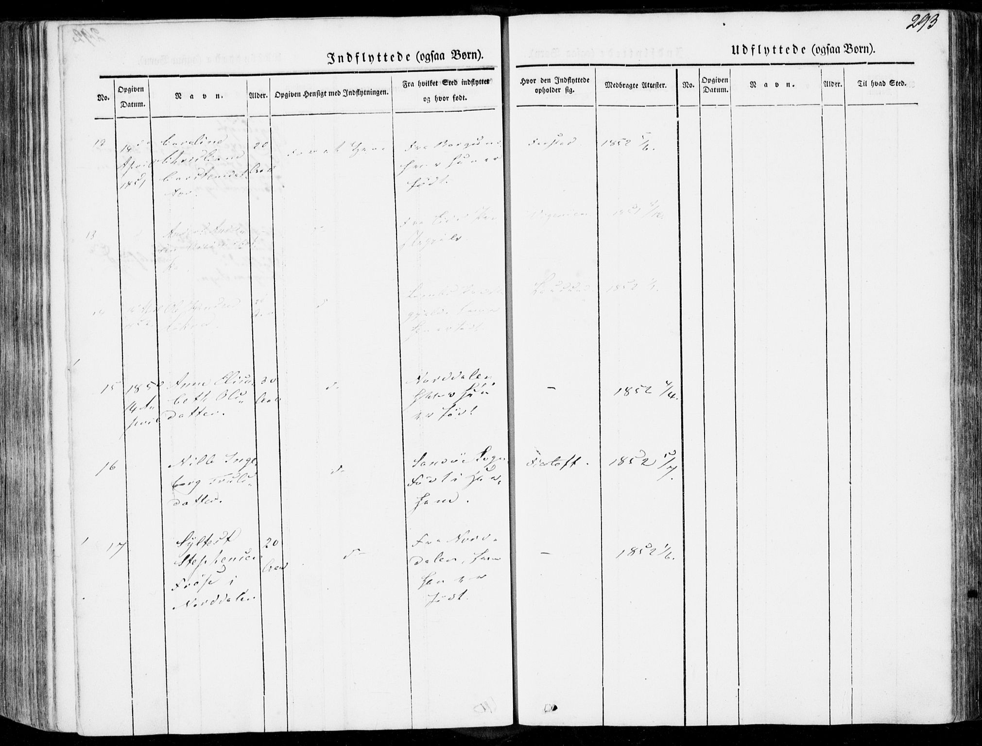 Ministerialprotokoller, klokkerbøker og fødselsregistre - Møre og Romsdal, SAT/A-1454/536/L0497: Parish register (official) no. 536A06, 1845-1865, p. 293