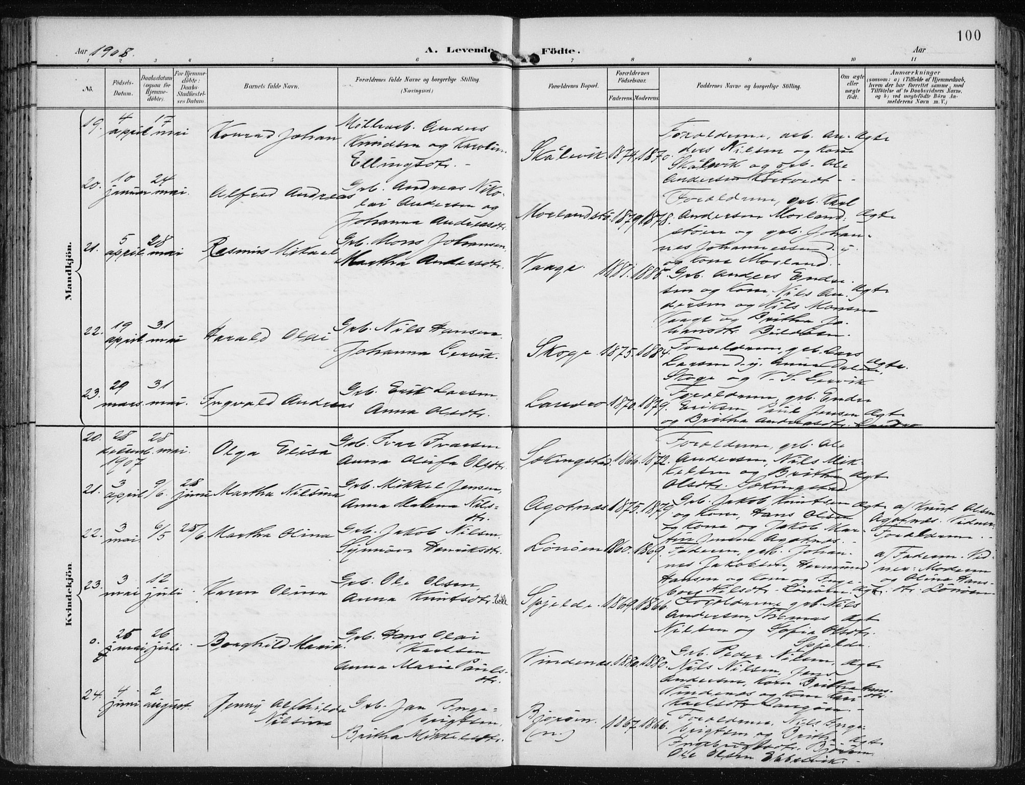 Fjell sokneprestembete, SAB/A-75301/H/Haa: Parish register (official) no. A  9, 1899-1910, p. 100