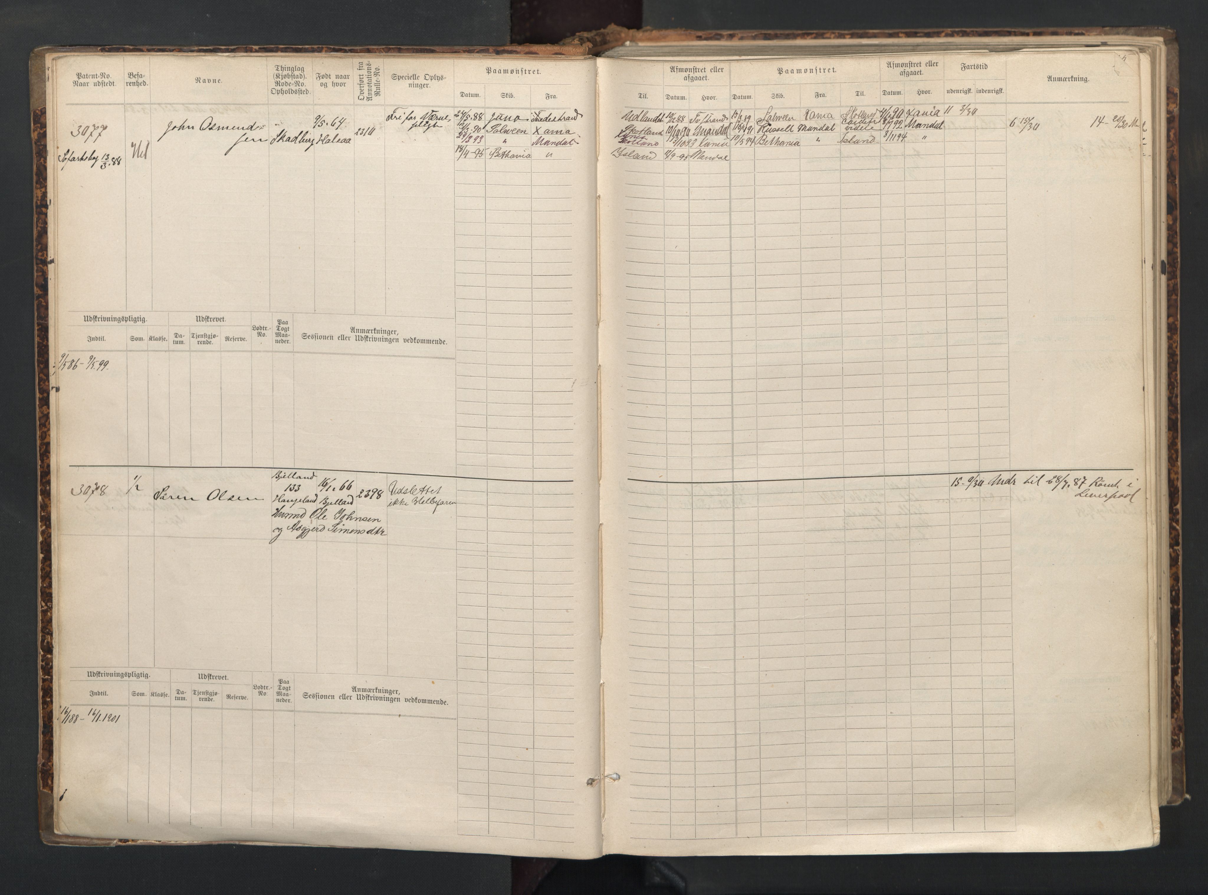 Mandal mønstringskrets, AV/SAK-2031-0016/F/Fb/L0015: Hovedrulle nr 3055-3820, Y-24, 1887-1940, p. 15