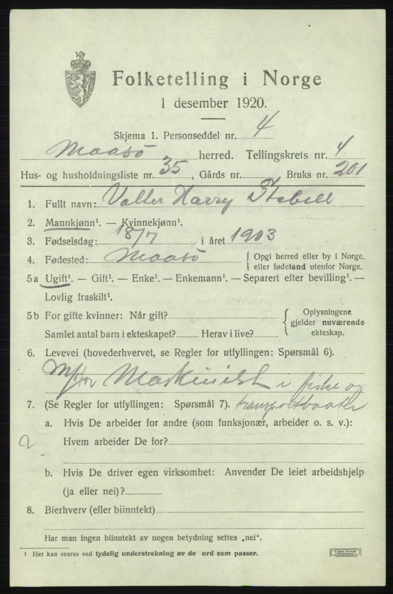 SATØ, 1920 census for Måsøy, 1920, p. 2230