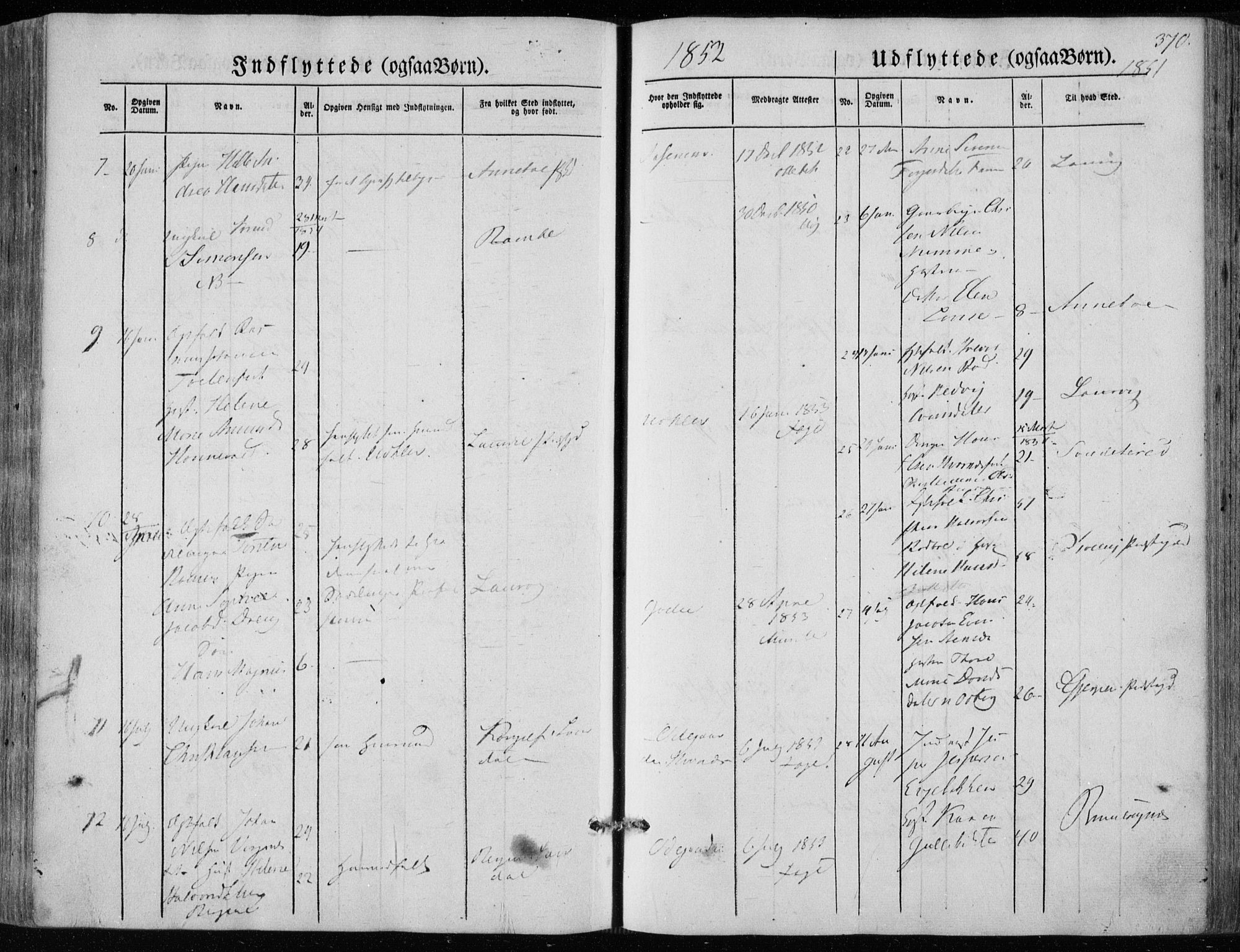 Hedrum kirkebøker, AV/SAKO-A-344/F/Fa/L0006: Parish register (official) no. I 6, 1849-1857, p. 370