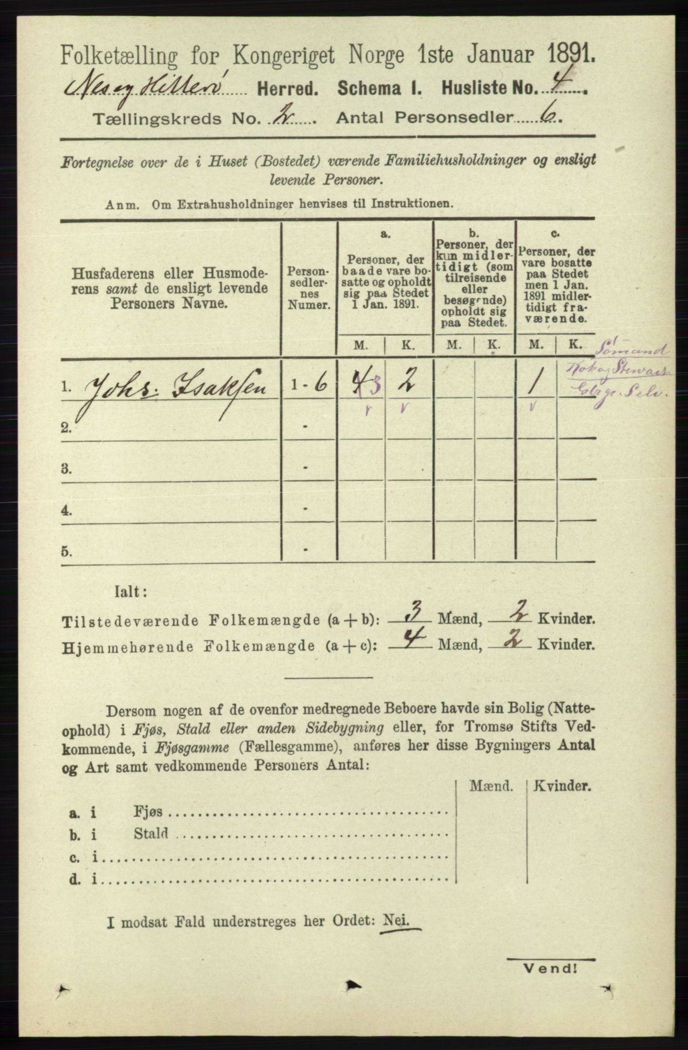 RA, 1891 census for 1043 Hidra og Nes, 1891, p. 474