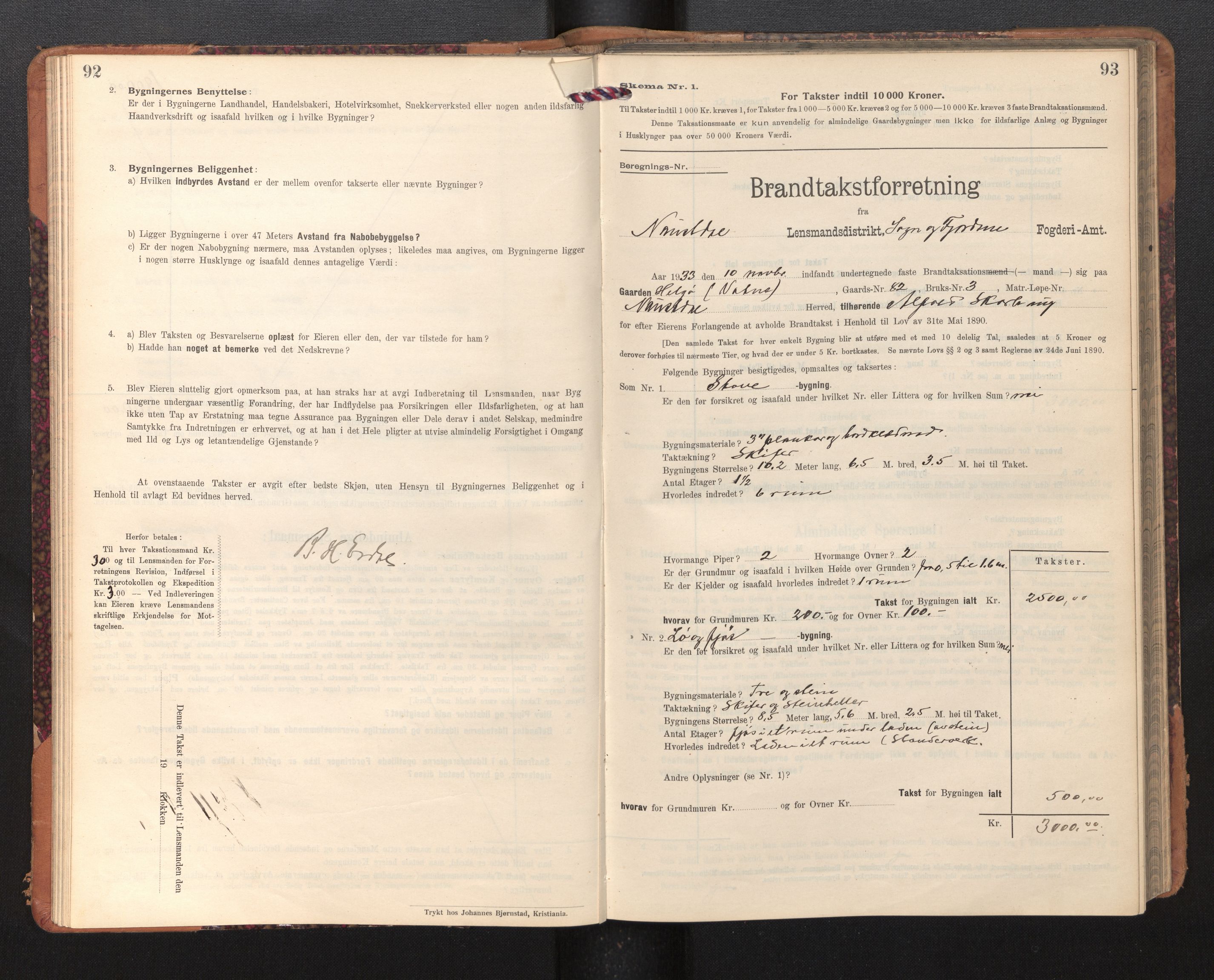Lensmannen i Naustdal, SAB/A-29501/0012/L0002: Branntakstprotokoll, skjematakst, 1911-1953, p. 92-93