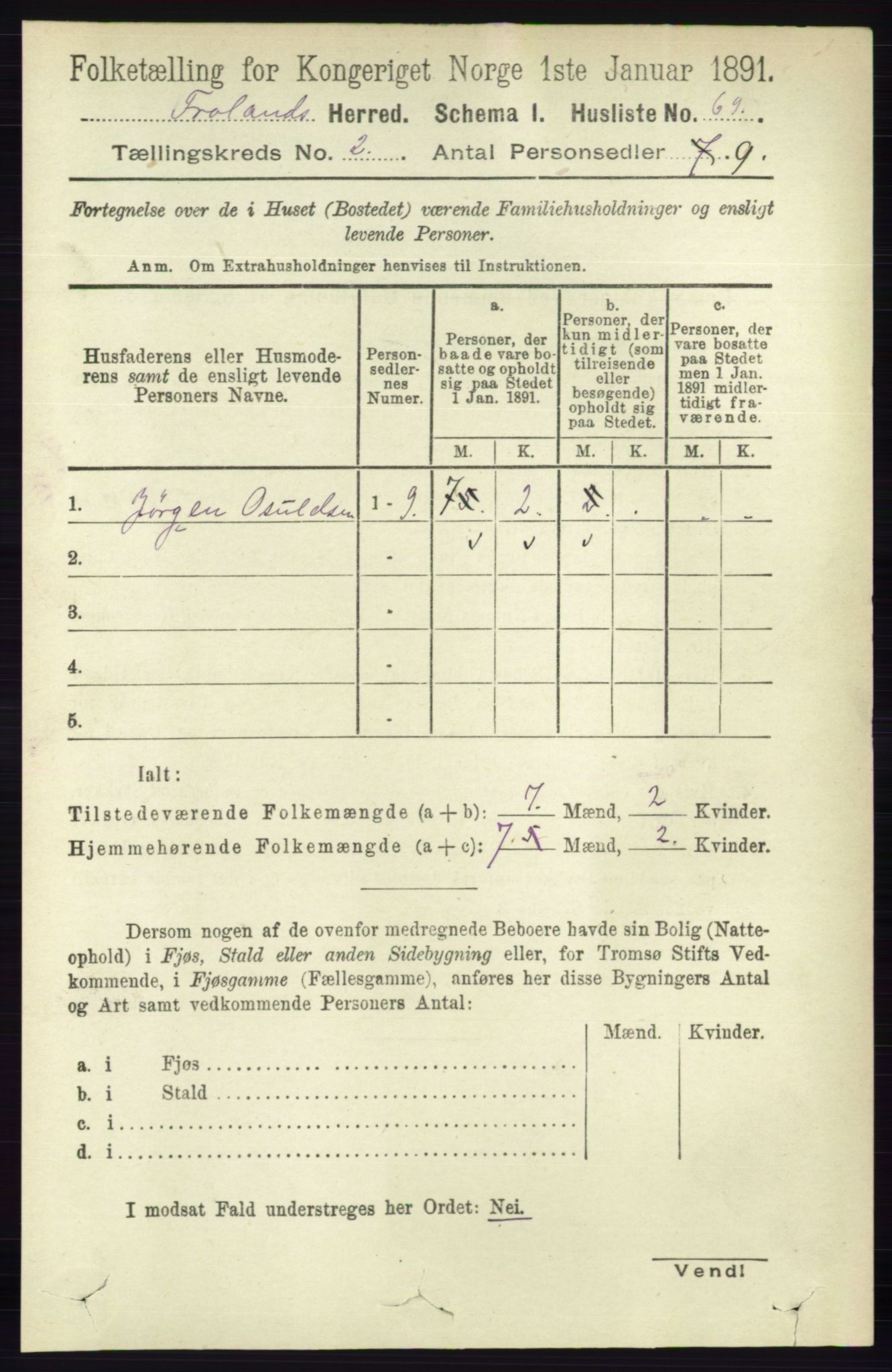 RA, 1891 census for 0919 Froland, 1891, p. 472