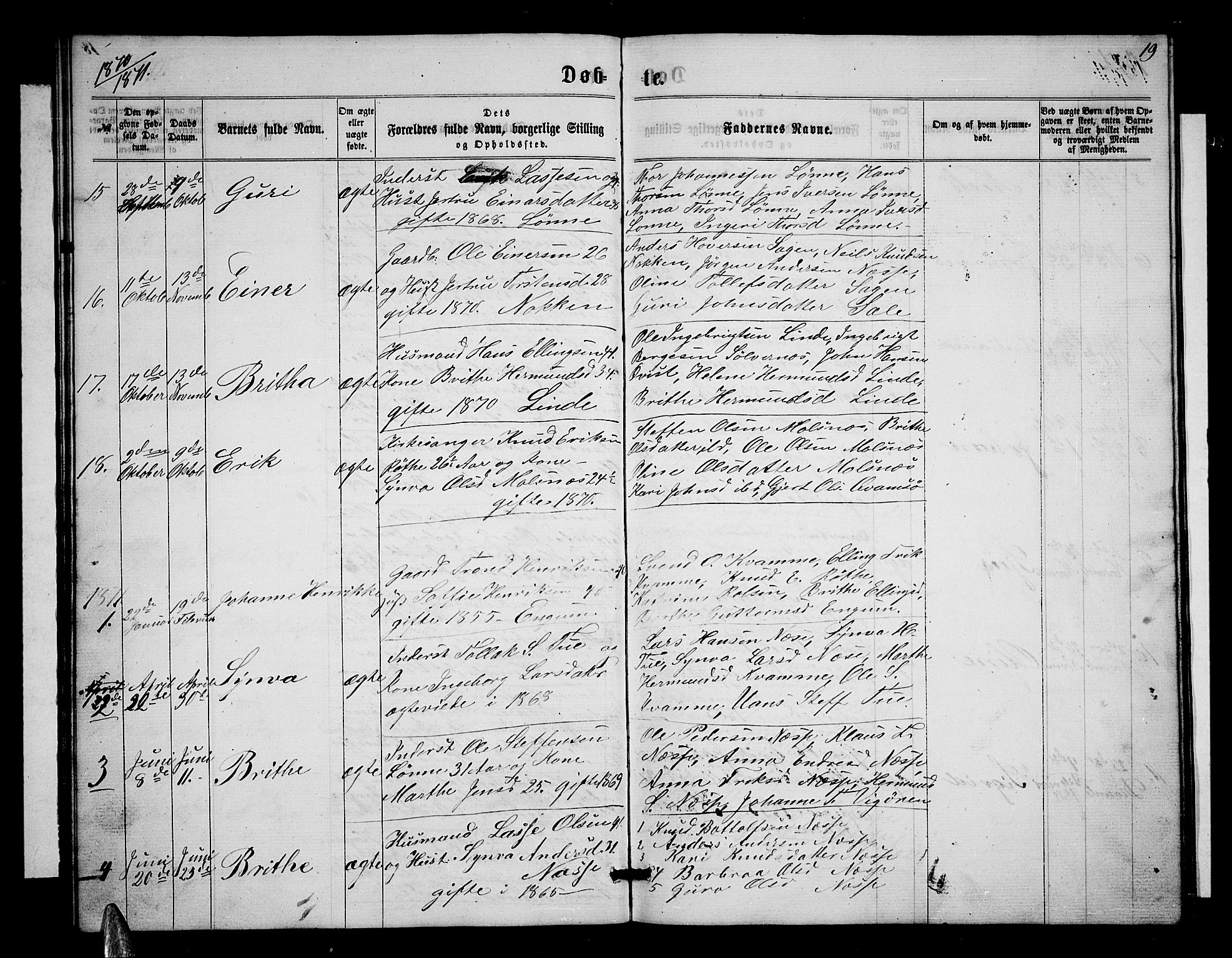 Balestrand sokneprestembete, SAB/A-79601/H/Hab/Habc/L0001: Parish register (copy) no. C 1, 1857-1877, p. 19