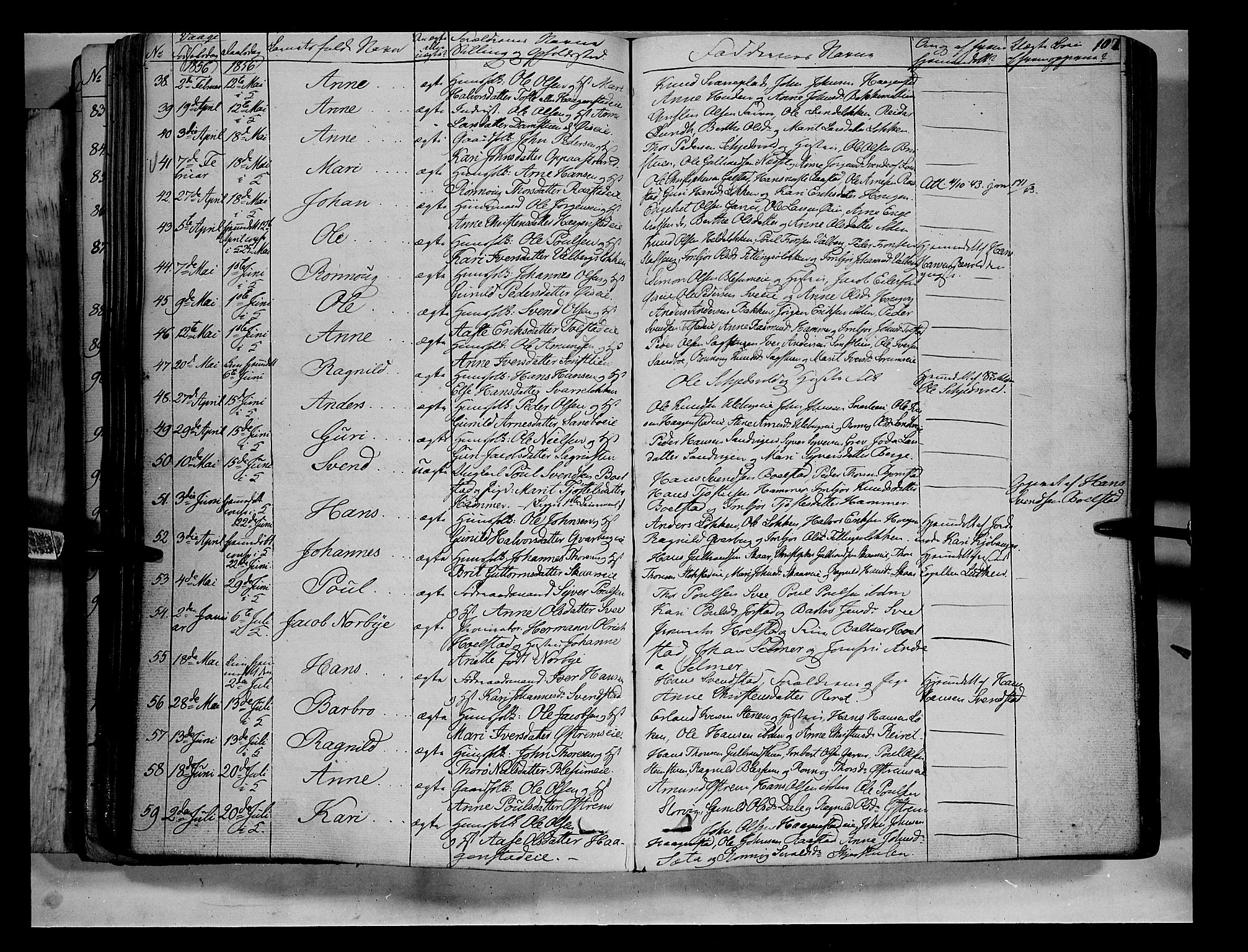 Vågå prestekontor, AV/SAH-PREST-076/H/Ha/Haa/L0005: Parish register (official) no. 5 /1, 1842-1856, p. 107