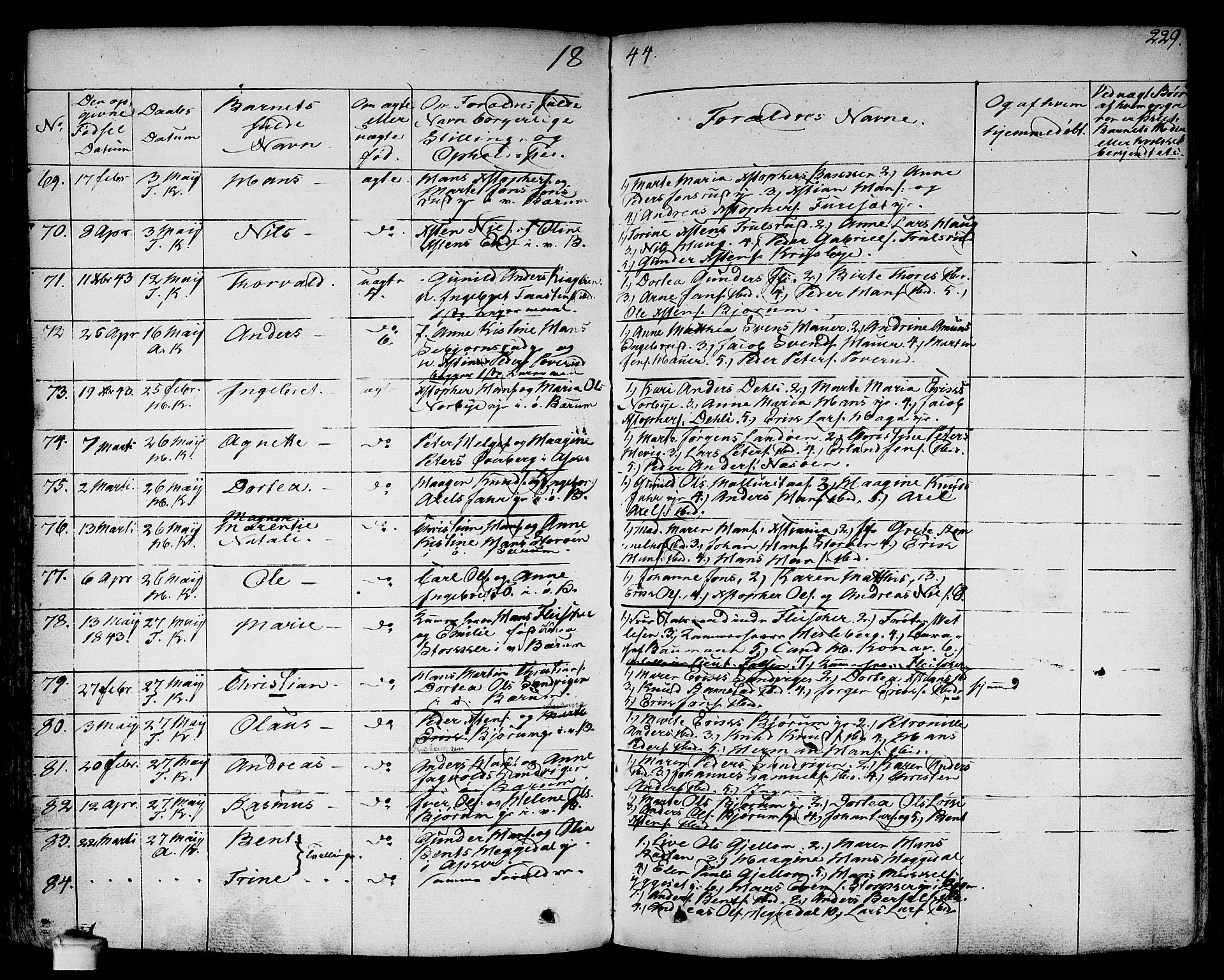 Asker prestekontor Kirkebøker, SAO/A-10256a/F/Fa/L0007: Parish register (official) no. I 7, 1825-1864, p. 229
