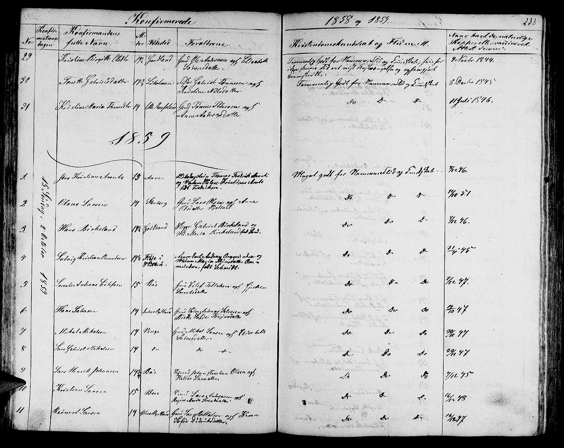 Sokndal sokneprestkontor, AV/SAST-A-101808: Parish register (copy) no. B 2, 1849-1865, p. 233