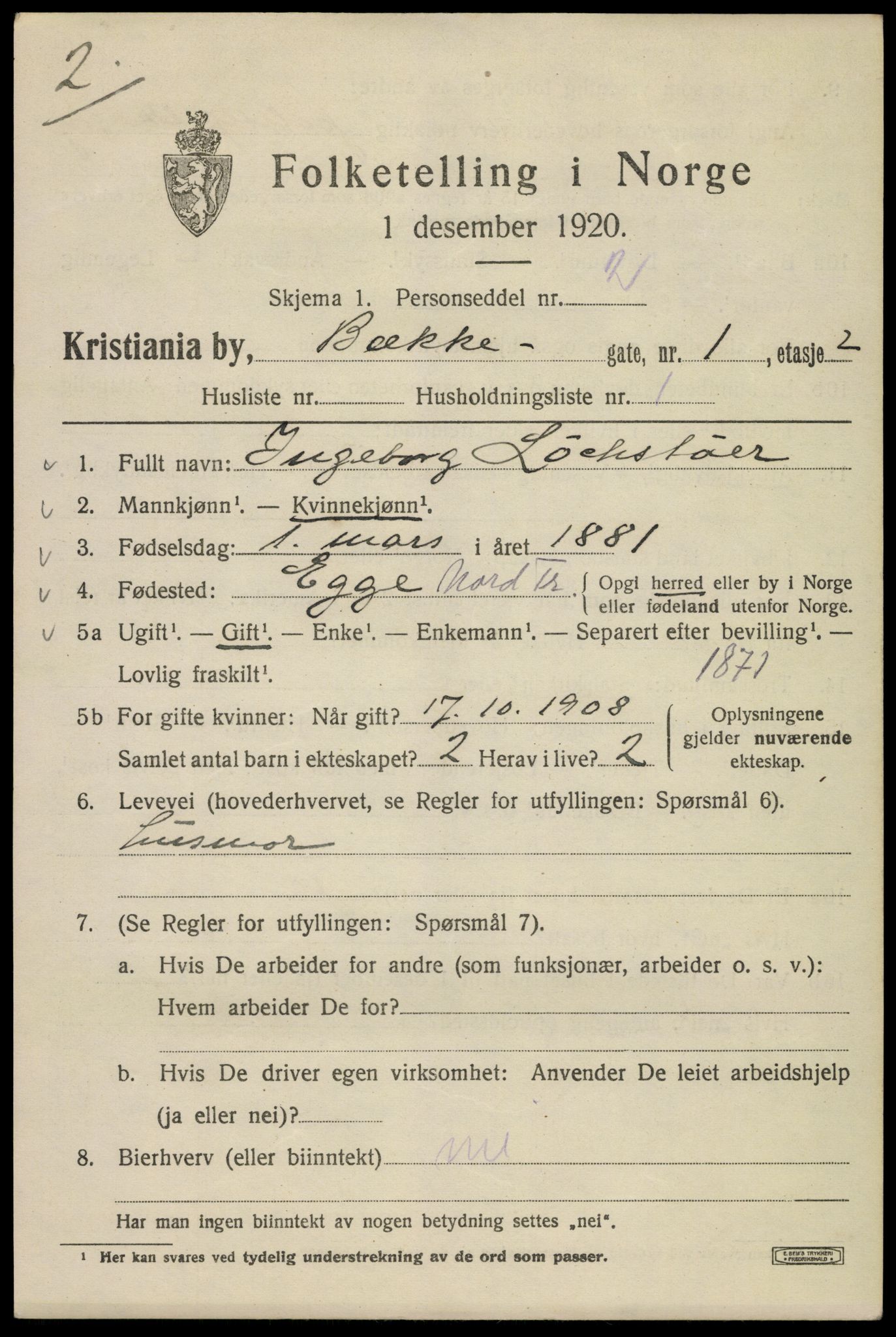 SAO, 1920 census for Kristiania, 1920, p. 180253