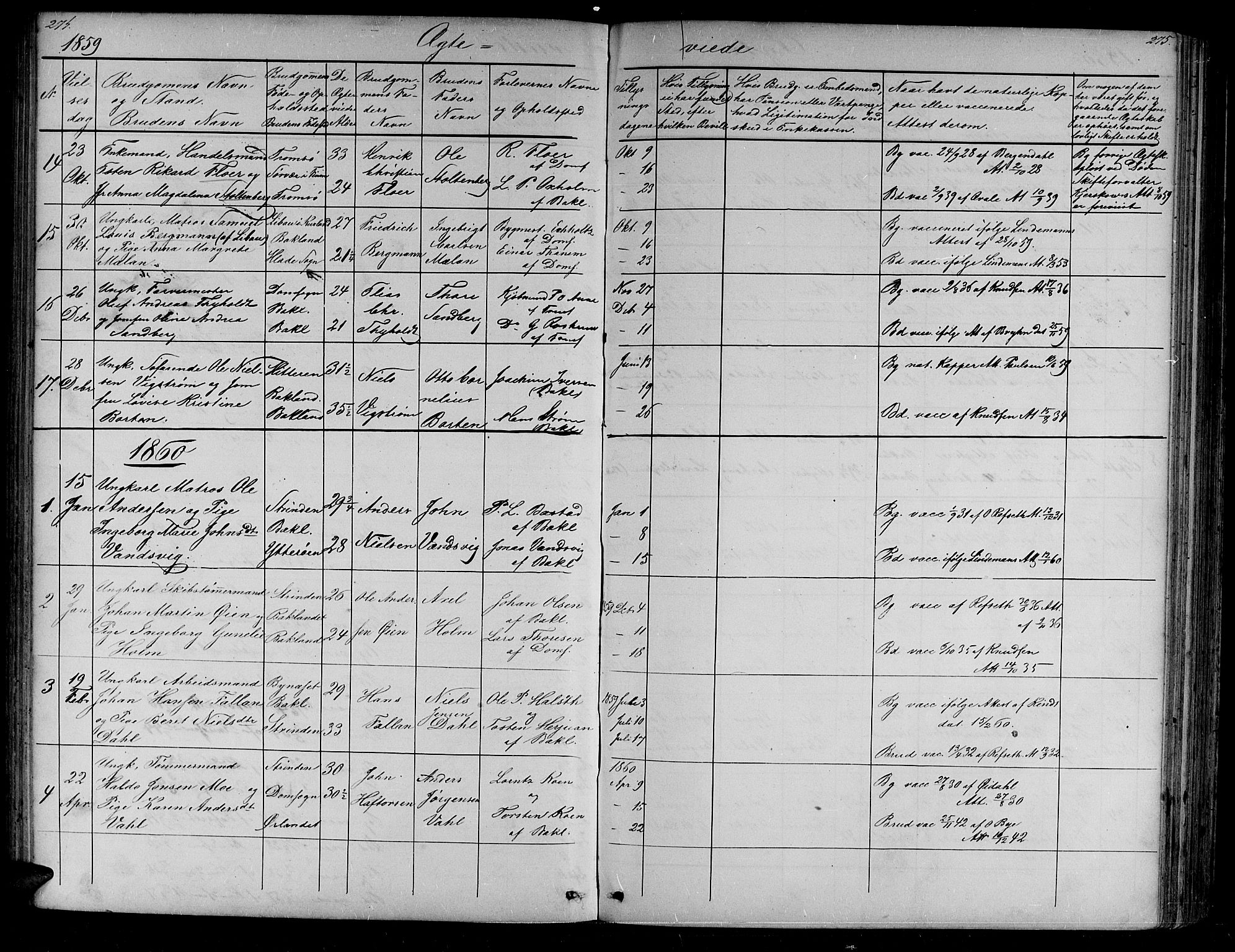 Ministerialprotokoller, klokkerbøker og fødselsregistre - Sør-Trøndelag, SAT/A-1456/604/L0219: Parish register (copy) no. 604C02, 1851-1869, p. 274-275