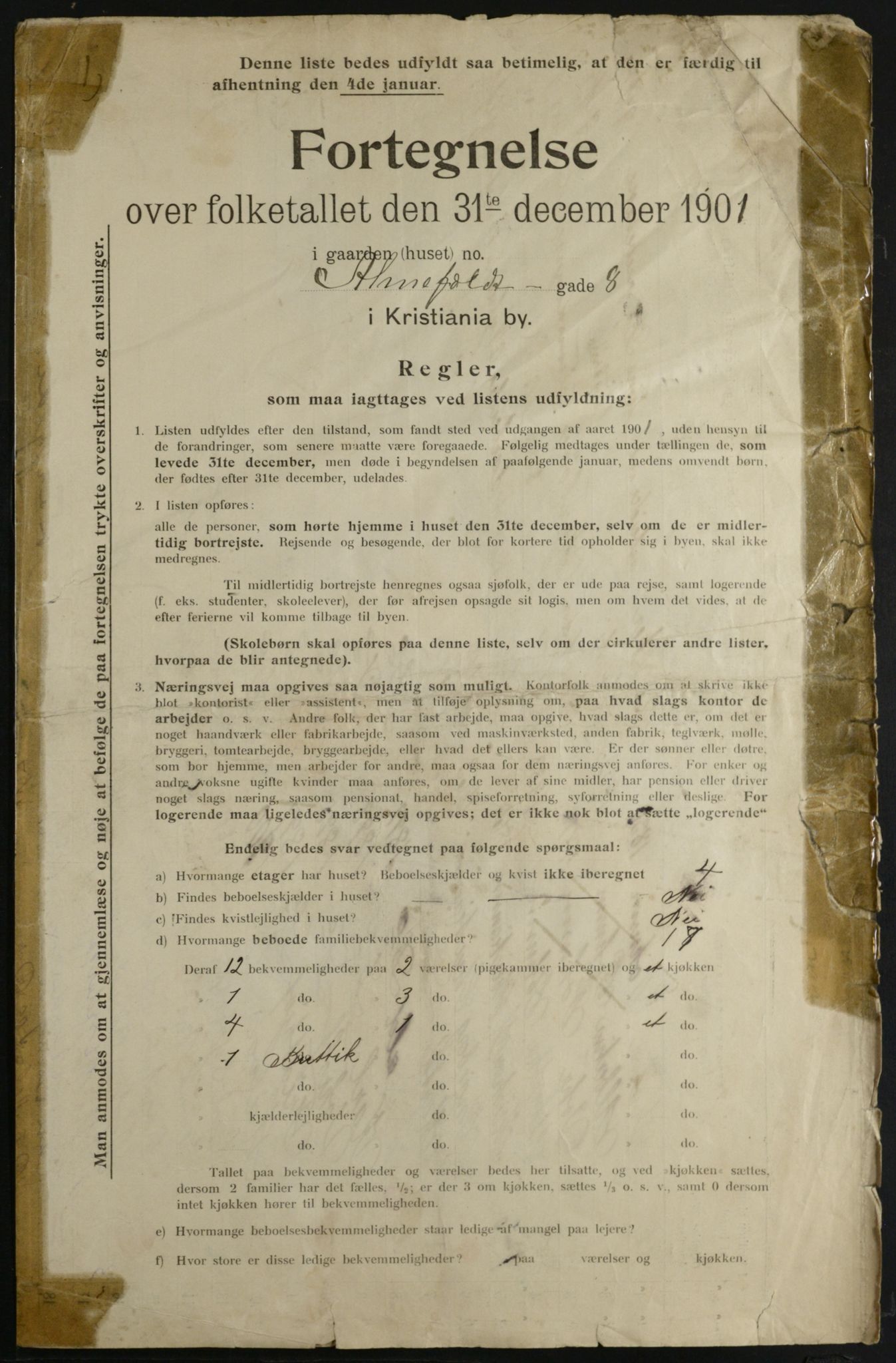 OBA, Municipal Census 1901 for Kristiania, 1901, p. 281