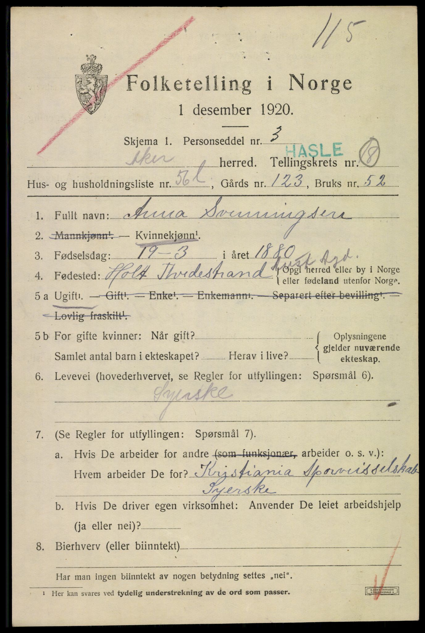 SAO, 1920 census for Aker, 1920, p. 110642