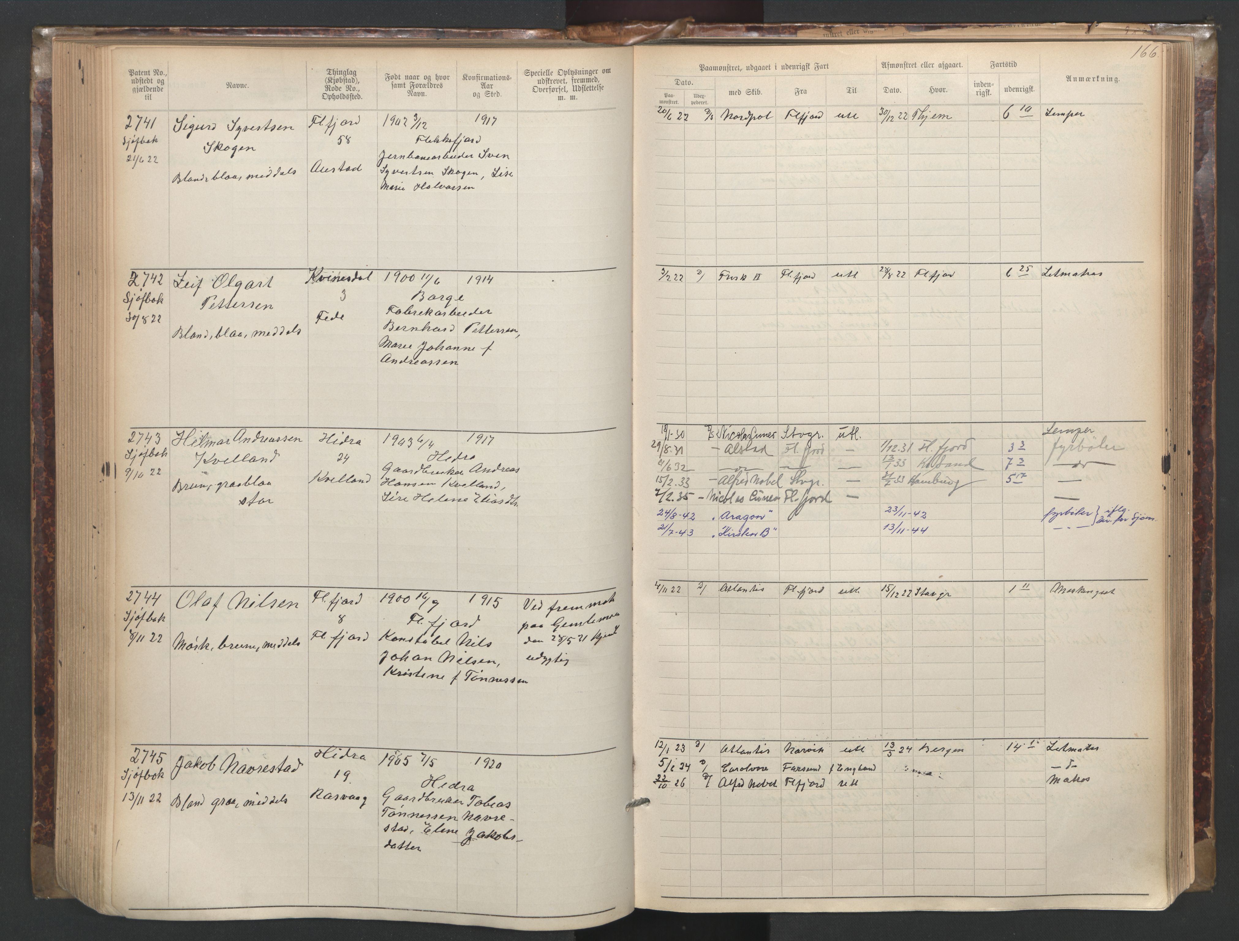 Flekkefjord mønstringskrets, SAK/2031-0018/F/Fa/L0003: Annotasjonsrulle nr 1921-2963 med register, N-3, 1892-1948, p. 198