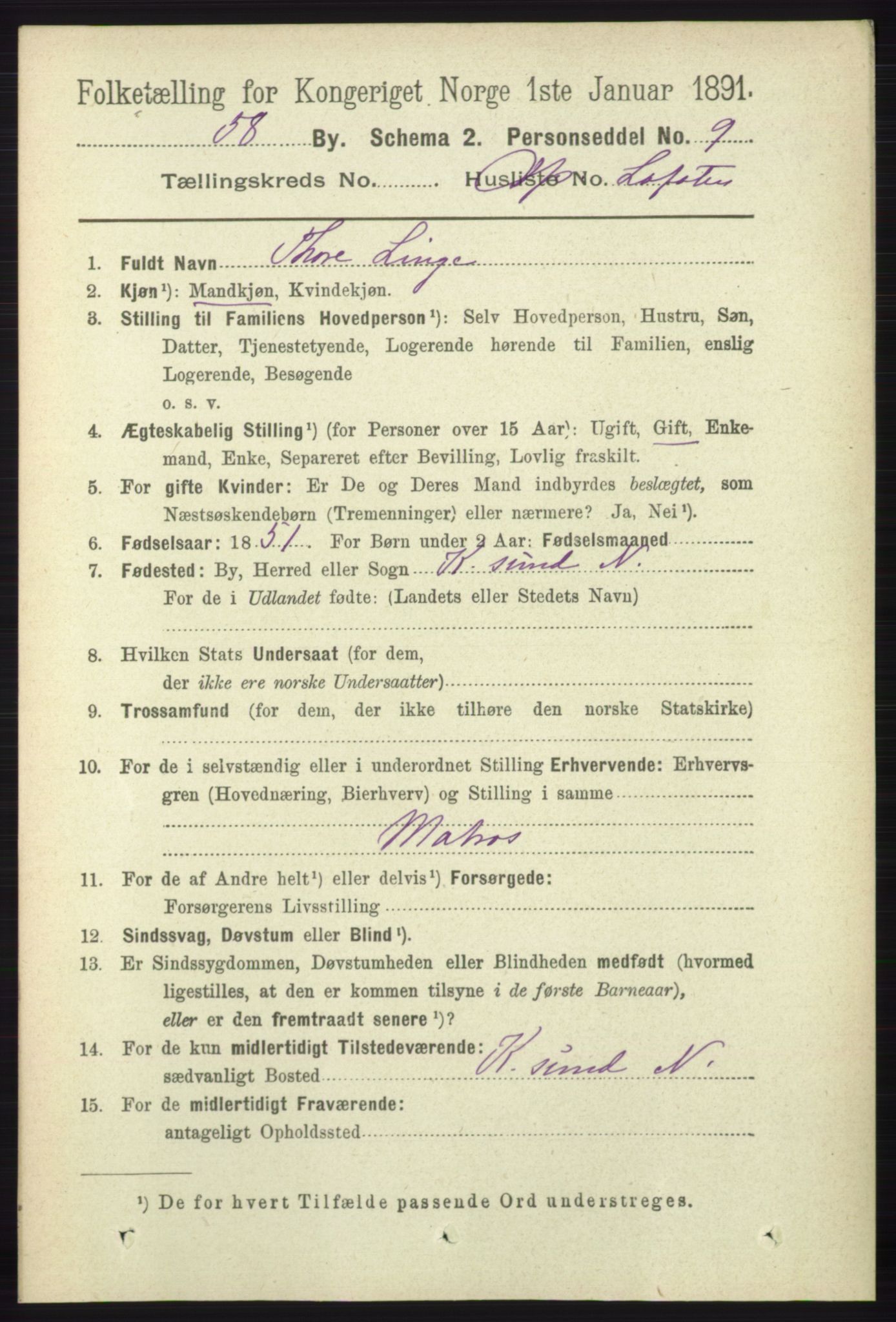 RA, 1891 census for 1902 Tromsø, 1891, p. 7488