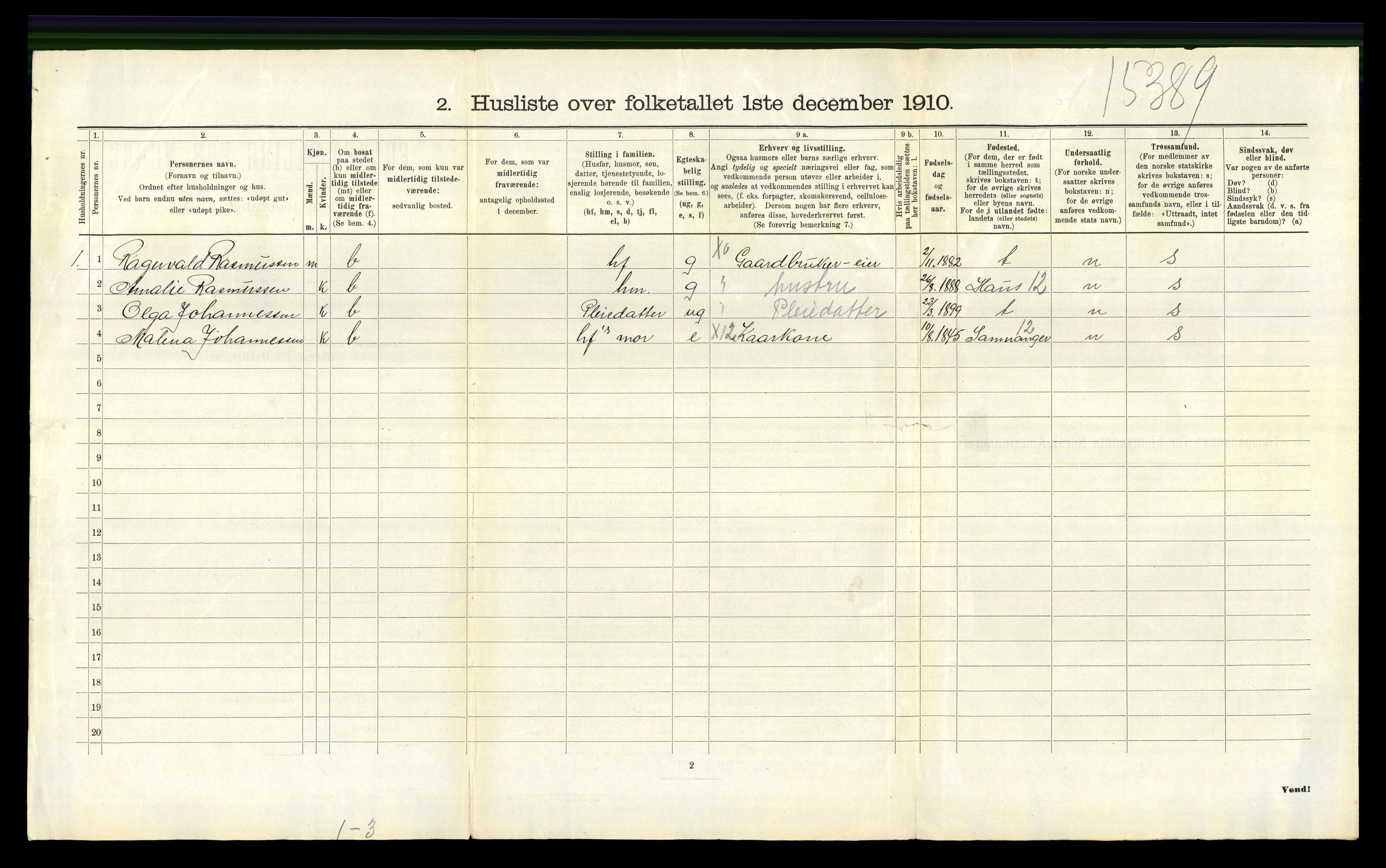 RA, 1910 census for Askøy, 1910, p. 1595