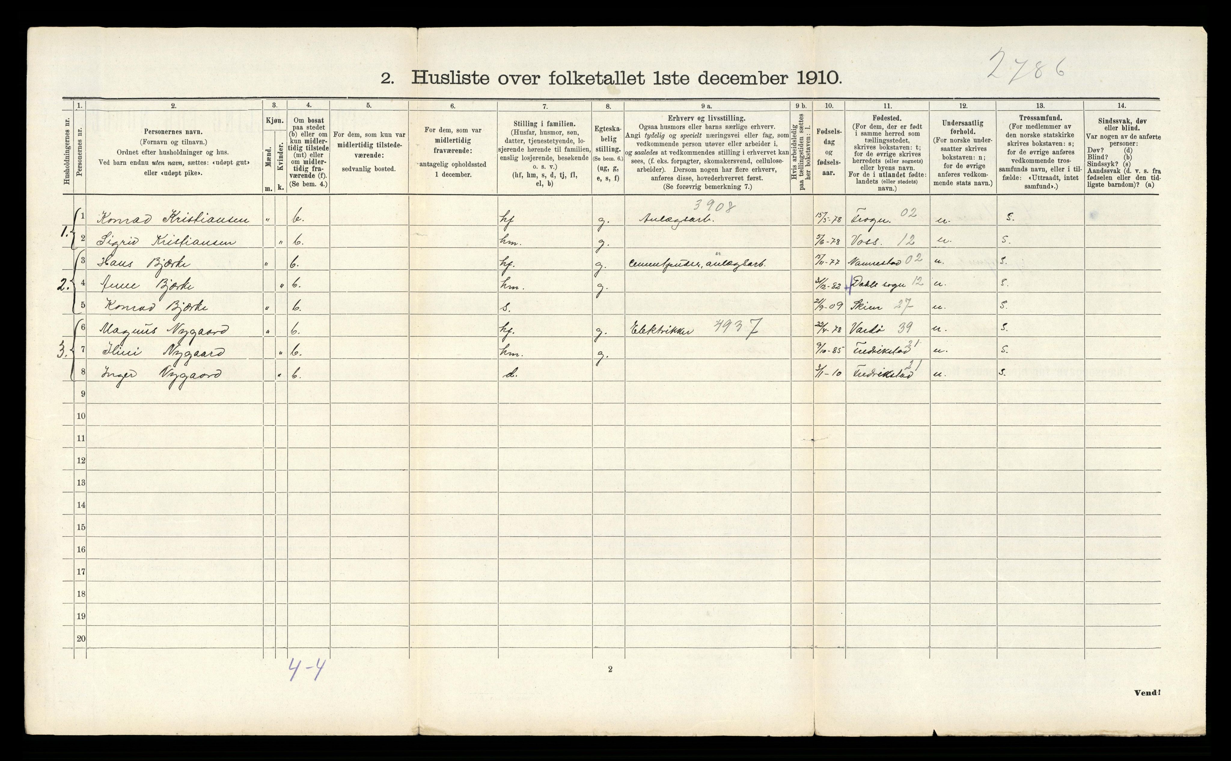 RA, 1910 census for Tinn, 1910, p. 1260