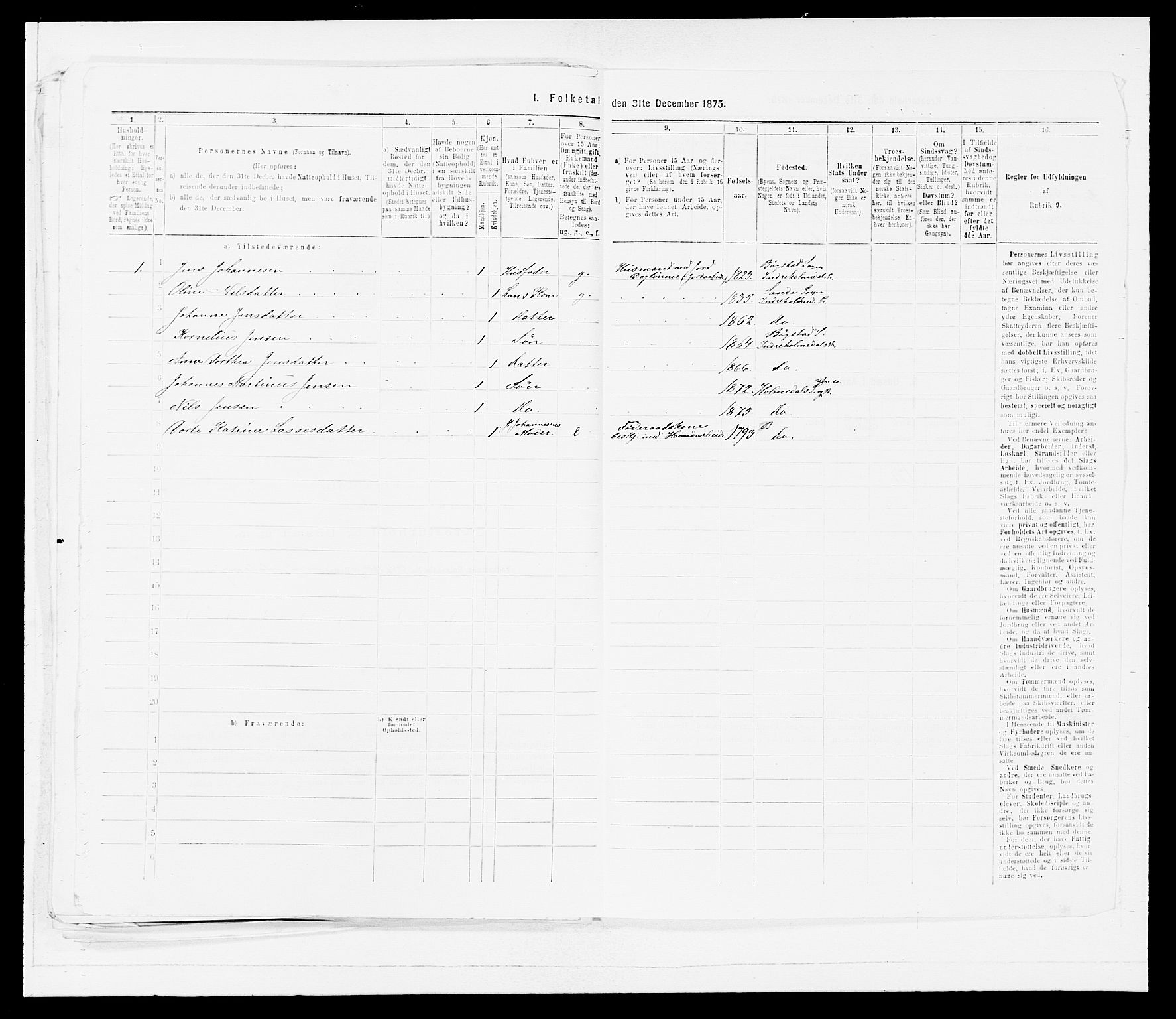 SAB, 1875 census for 1429P Ytre Holmedal, 1875, p. 90