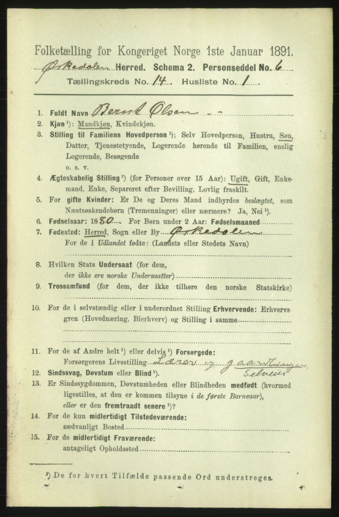 RA, 1891 census for 1638 Orkdal, 1891, p. 6555