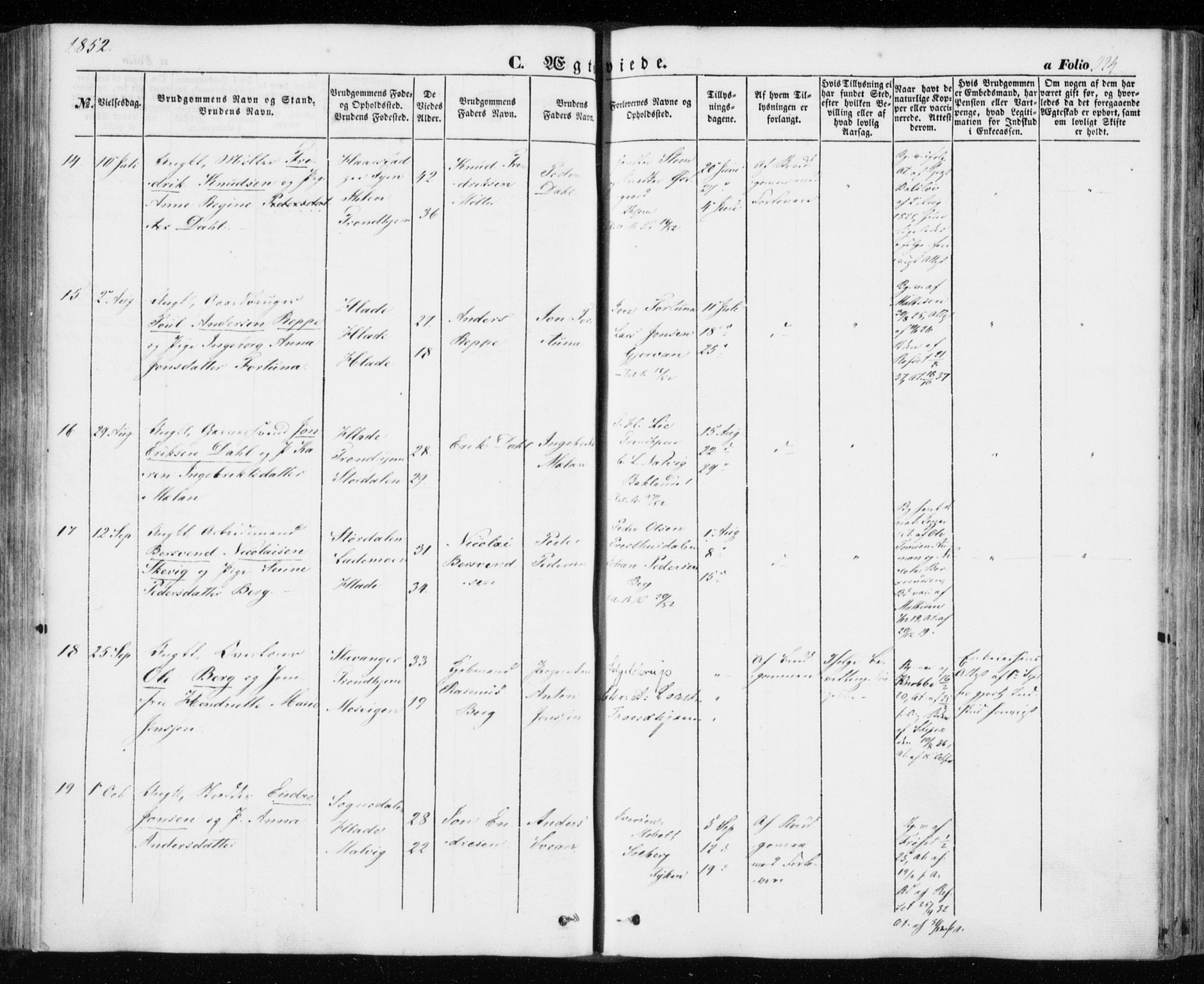 Ministerialprotokoller, klokkerbøker og fødselsregistre - Sør-Trøndelag, AV/SAT-A-1456/606/L0291: Parish register (official) no. 606A06, 1848-1856, p. 224