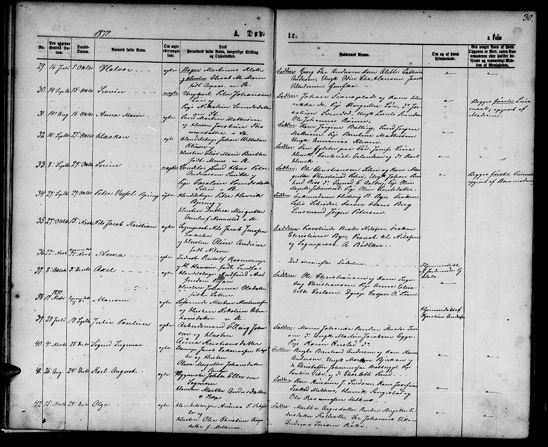 Ministerialprotokoller, klokkerbøker og fødselsregistre - Nord-Trøndelag, SAT/A-1458/739/L0373: Parish register (copy) no. 739C01, 1865-1882, p. 30