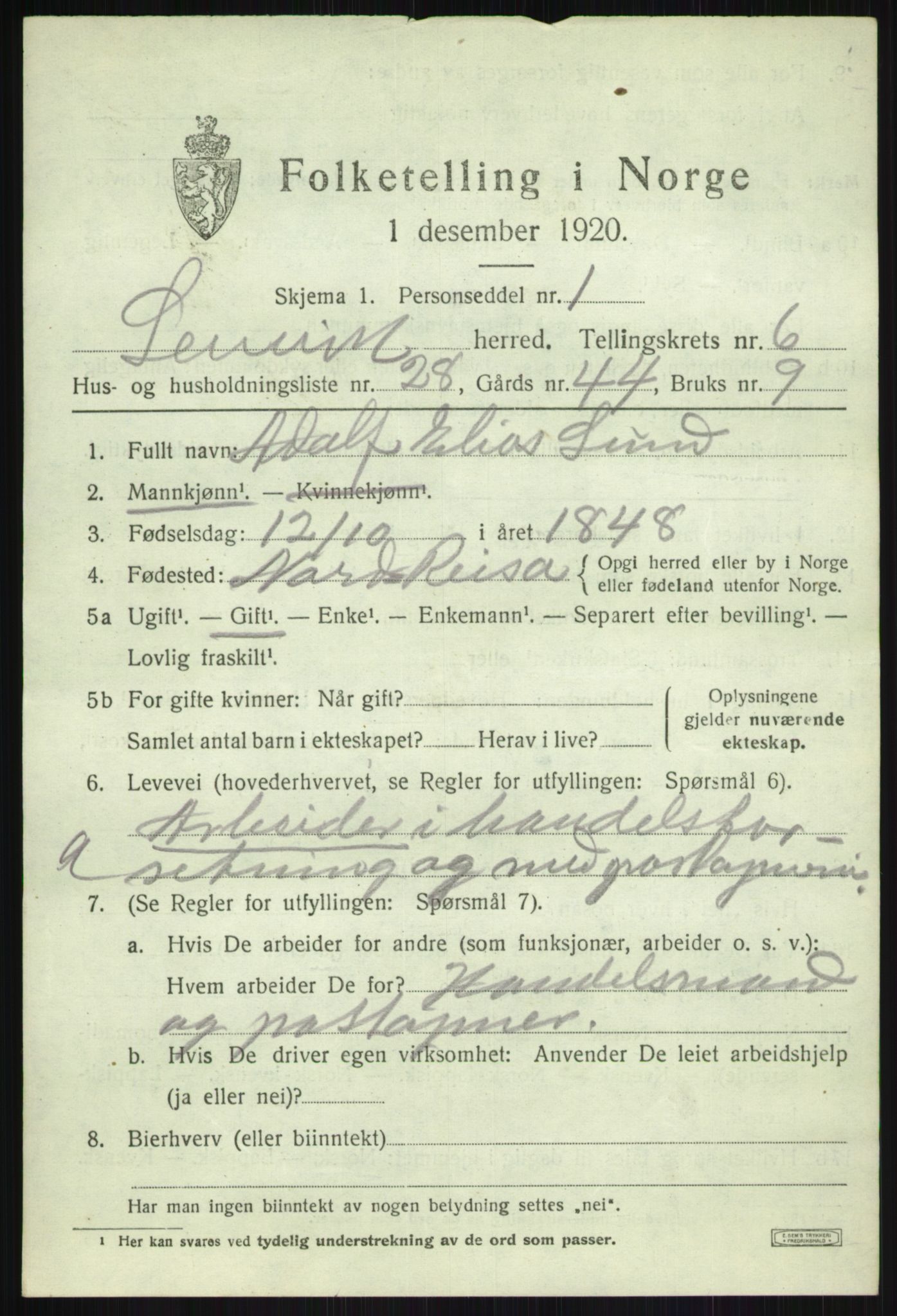 SATØ, 1920 census for Lenvik, 1920, p. 8202