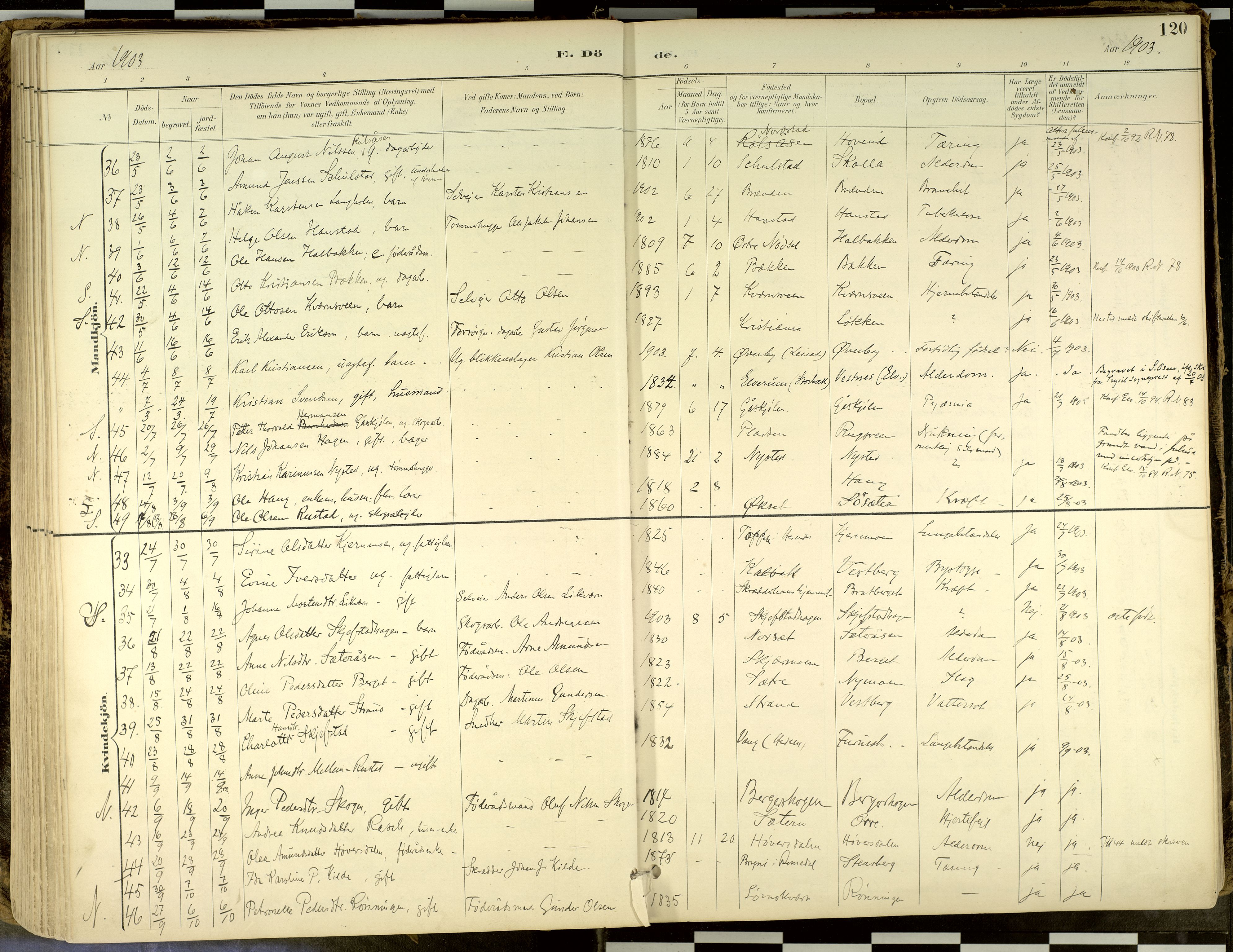 Elverum prestekontor, AV/SAH-PREST-044/H/Ha/Haa/L0018: Parish register (official) no. 18, 1894-1914, p. 120