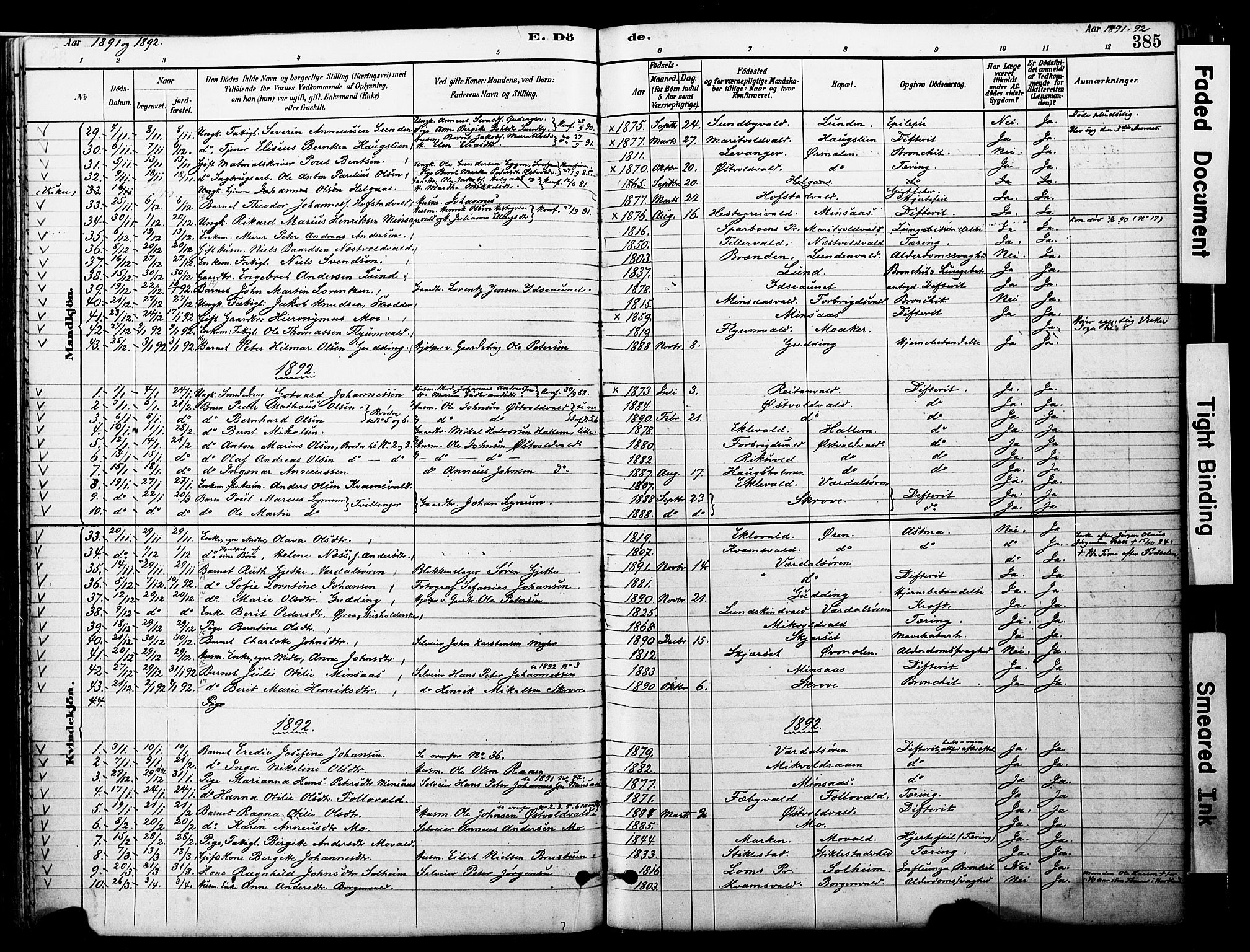 Ministerialprotokoller, klokkerbøker og fødselsregistre - Nord-Trøndelag, SAT/A-1458/723/L0244: Parish register (official) no. 723A13, 1881-1899, p. 385