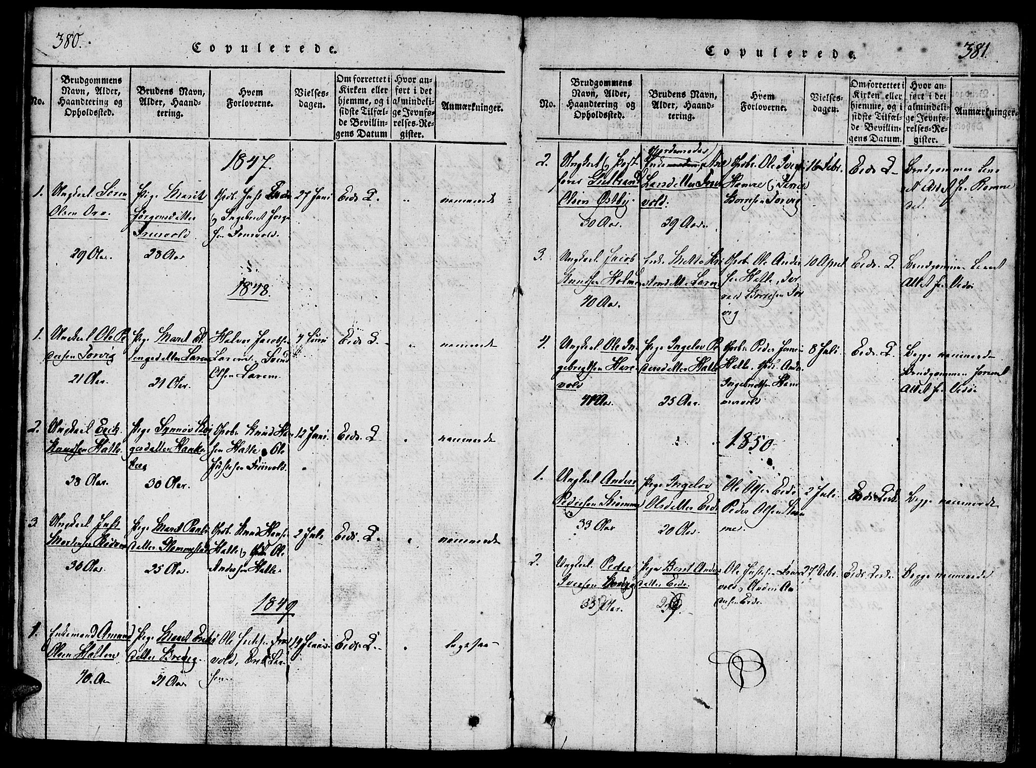 Ministerialprotokoller, klokkerbøker og fødselsregistre - Møre og Romsdal, SAT/A-1454/542/L0551: Parish register (official) no. 542A01, 1818-1853, p. 380-381