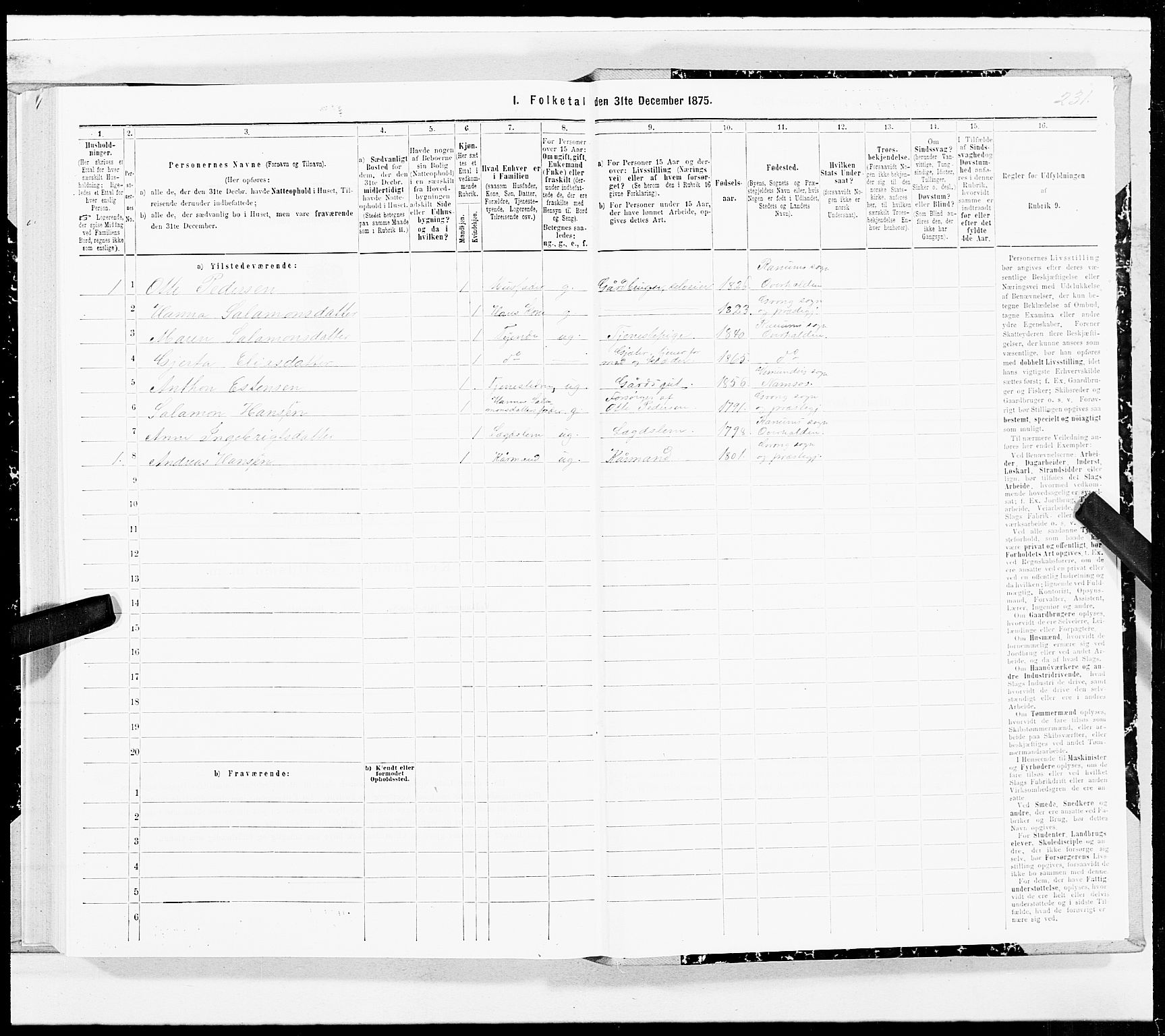 SAT, 1875 census for 1744P Overhalla, 1875, p. 1231