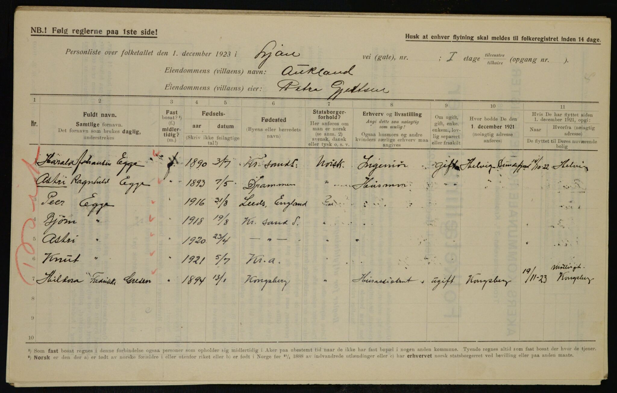 , Municipal Census 1923 for Aker, 1923, p. 37048